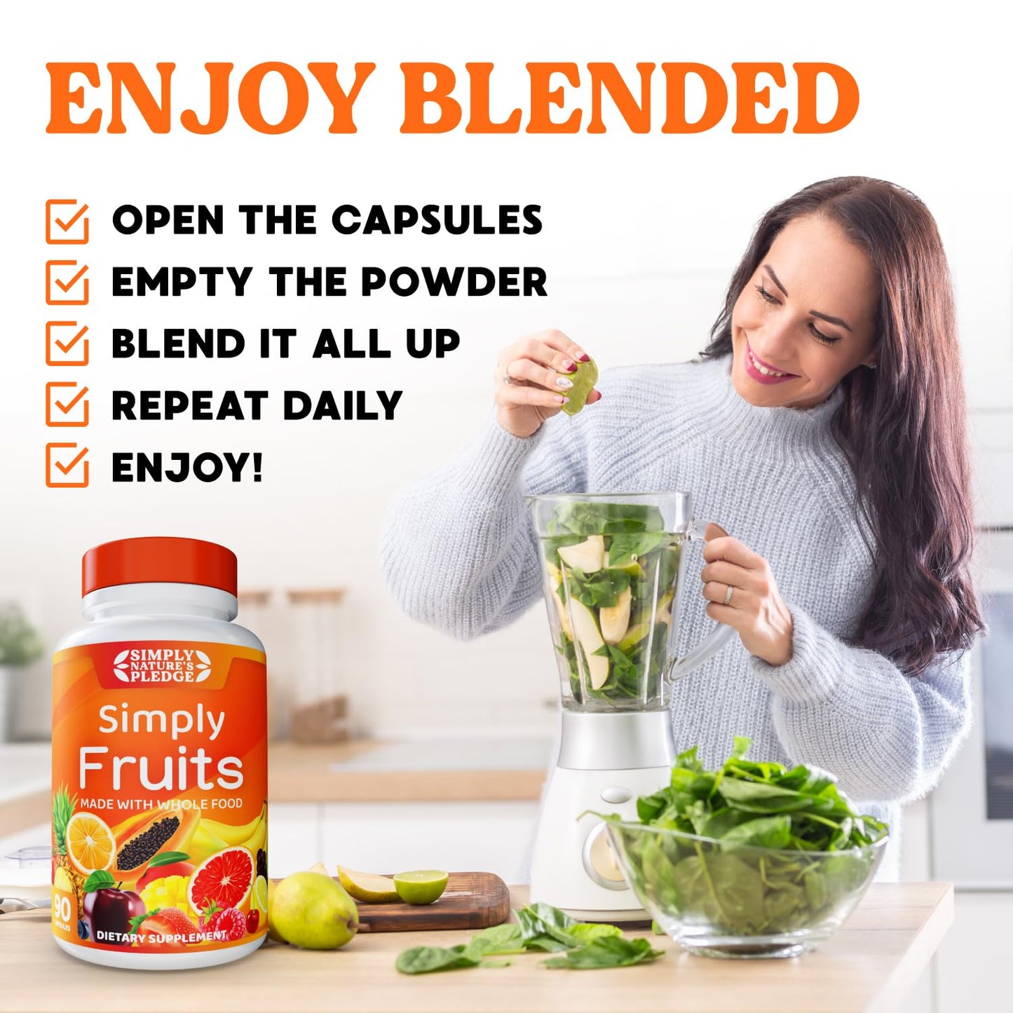 Simply Nature's Pledge 90 Fruit Capsules, 180 Capsules