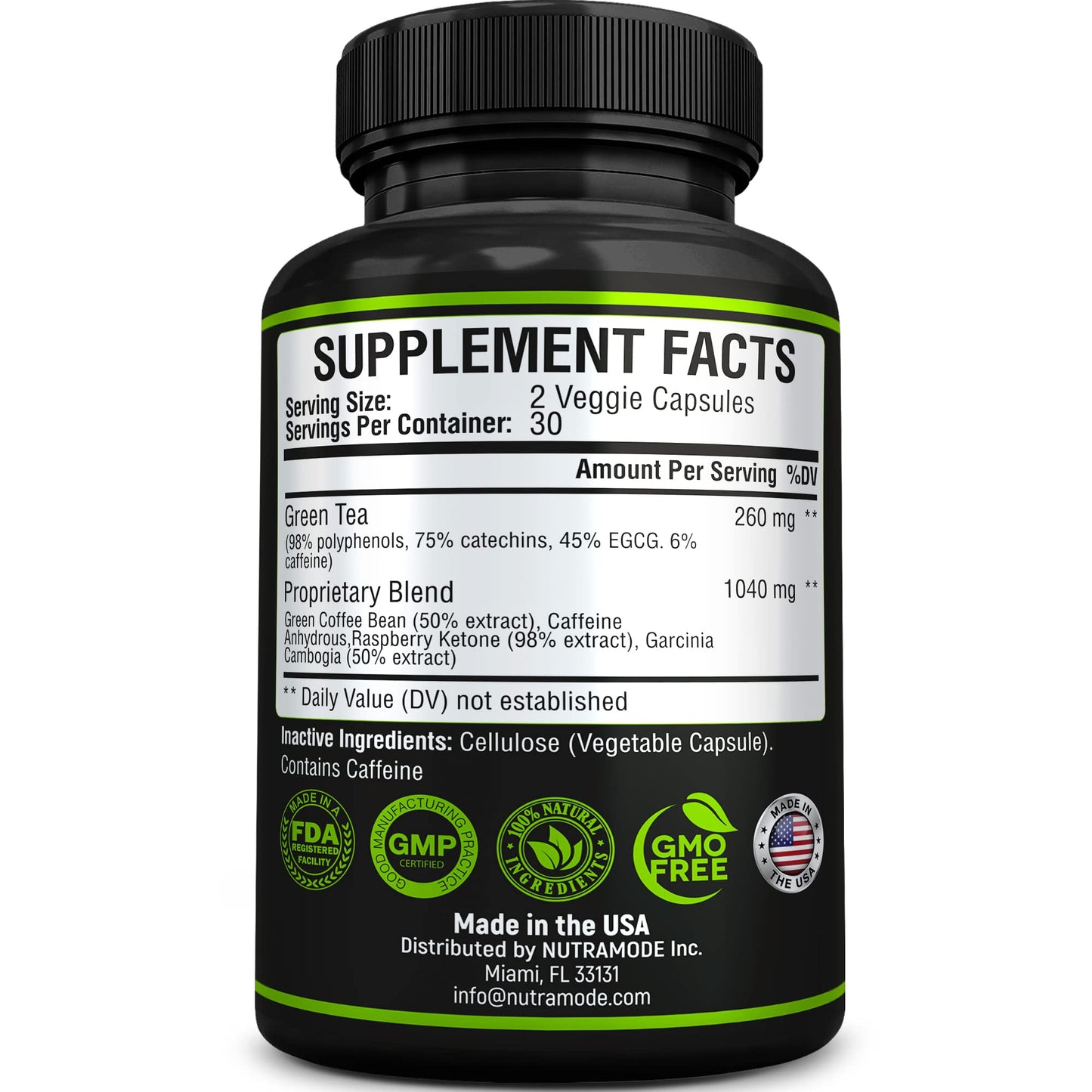 NUTRAMODE Premium Green Tea Extract Fat Burner Capsule 120 Count