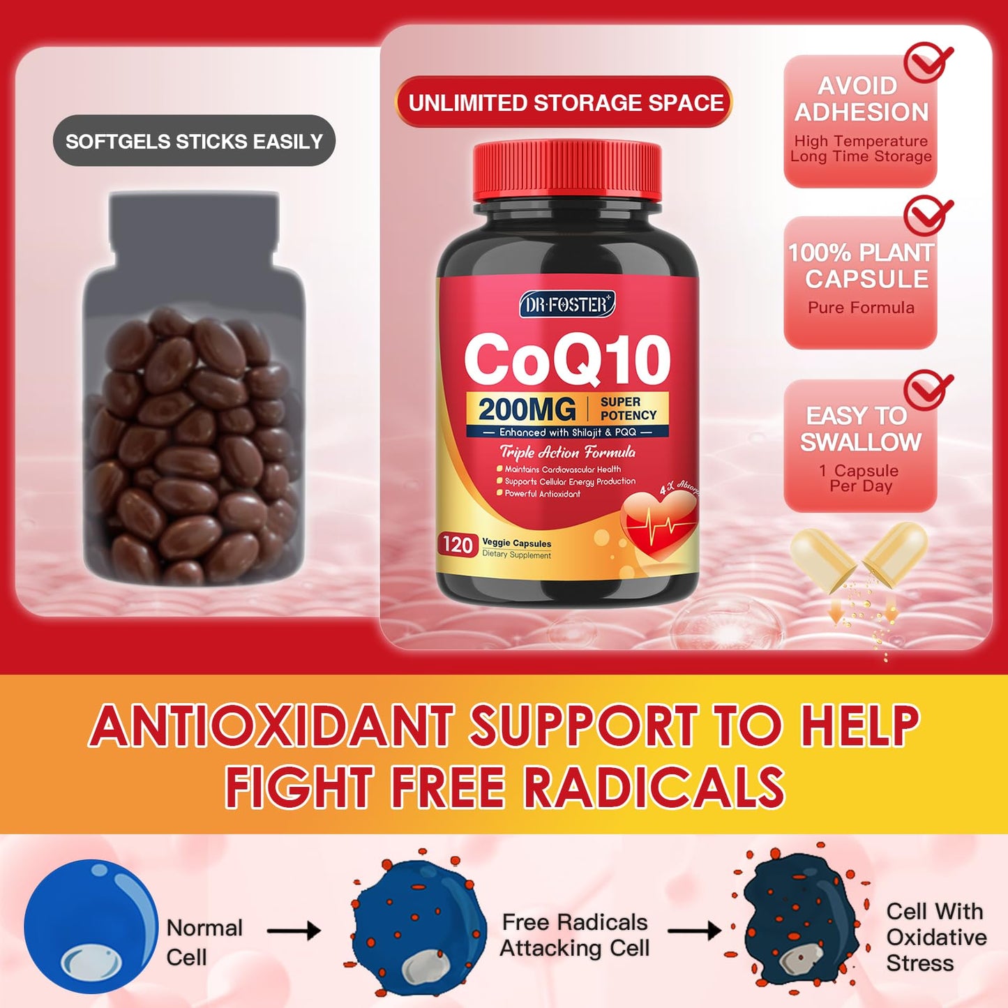 Quinovit CoQ10 200mg with PQQ & Shilajit - High Absorption with Bioperine Coenzyme Q10 Supplements - Powerful Antioxidant for Heart & Brain Health and Energy-Production, 120 Capsules