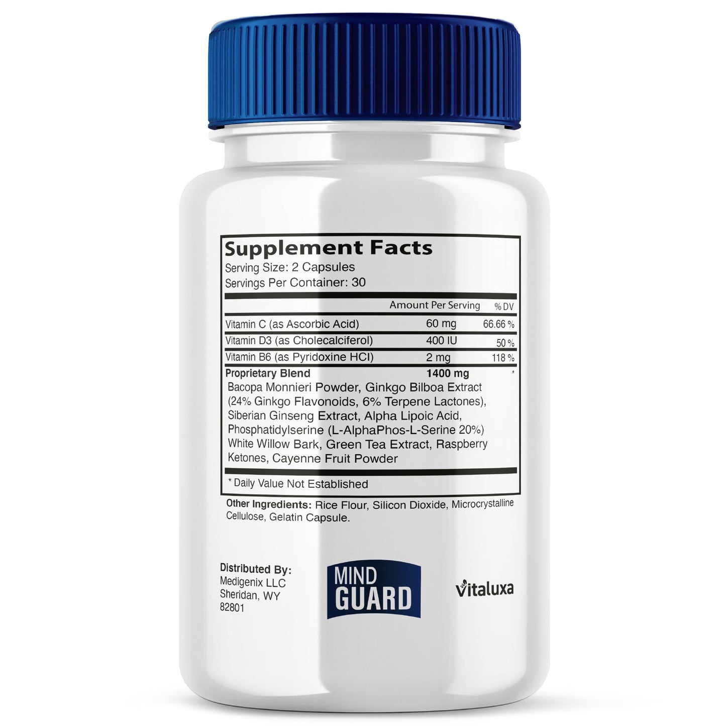 Vitaluxa Mind Guard Brain Supplement Capsules, 120 Count