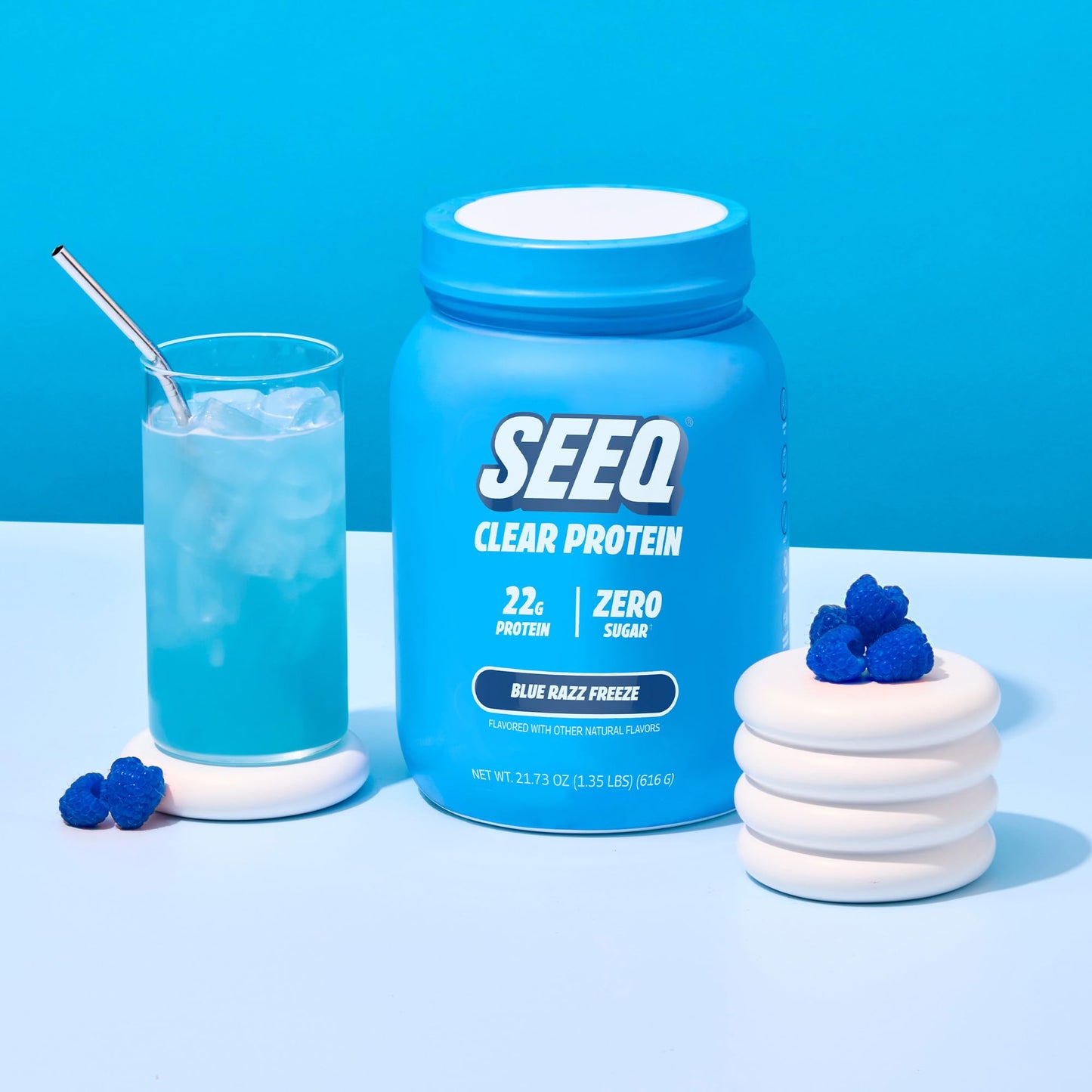 SEEQ Clear Protein Powder Blue Razz Freeze 22 Servings