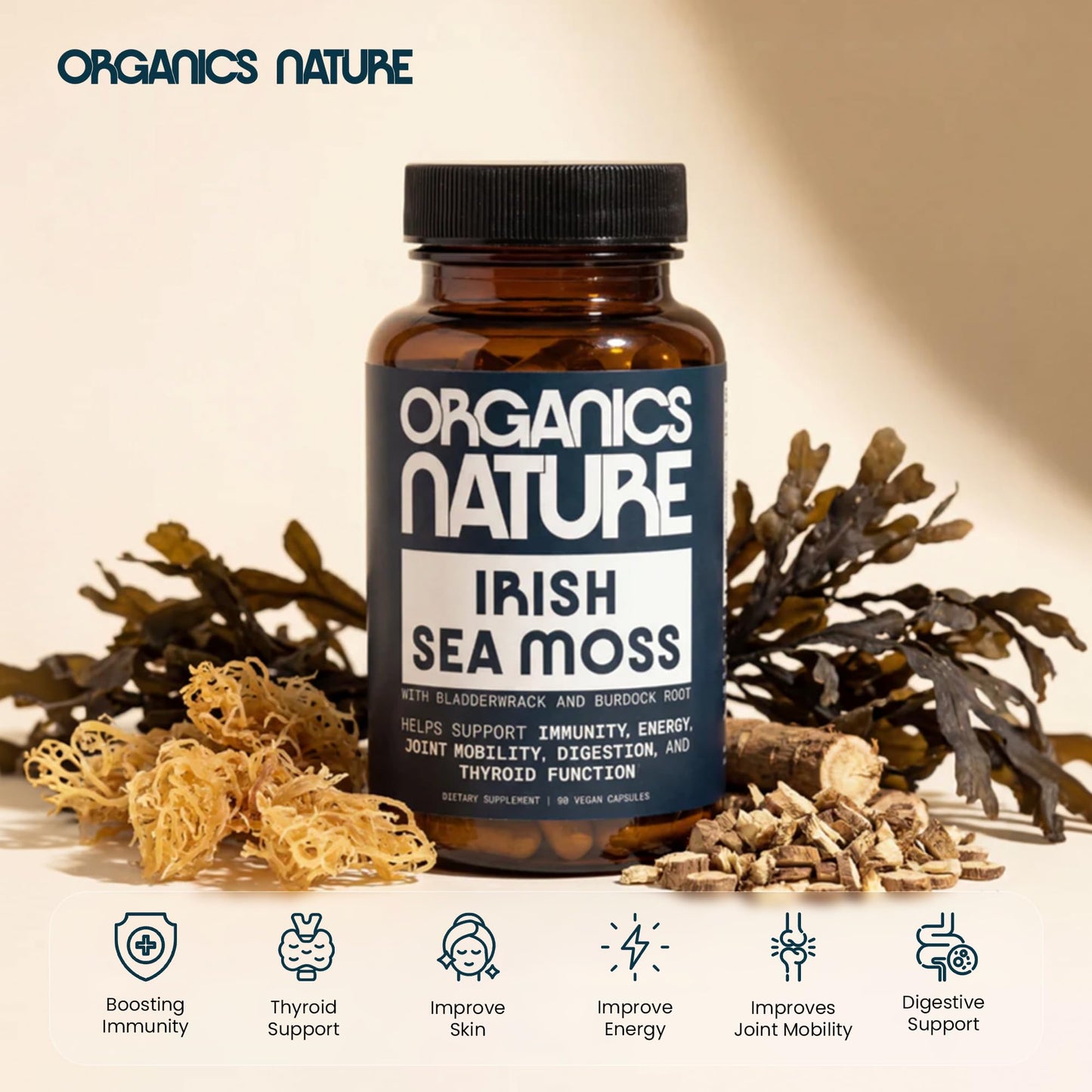ORGANICS NATURE Irish Sea Moss Capsules 90 Count