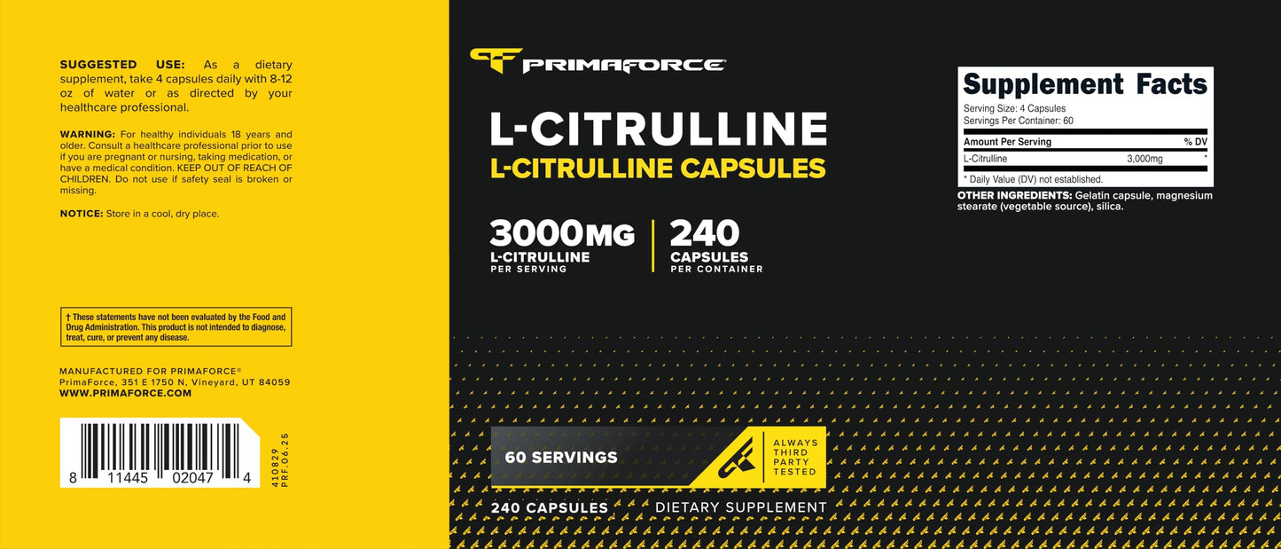 Primaforce L-Citrulline 3000mg, 240 Capsules