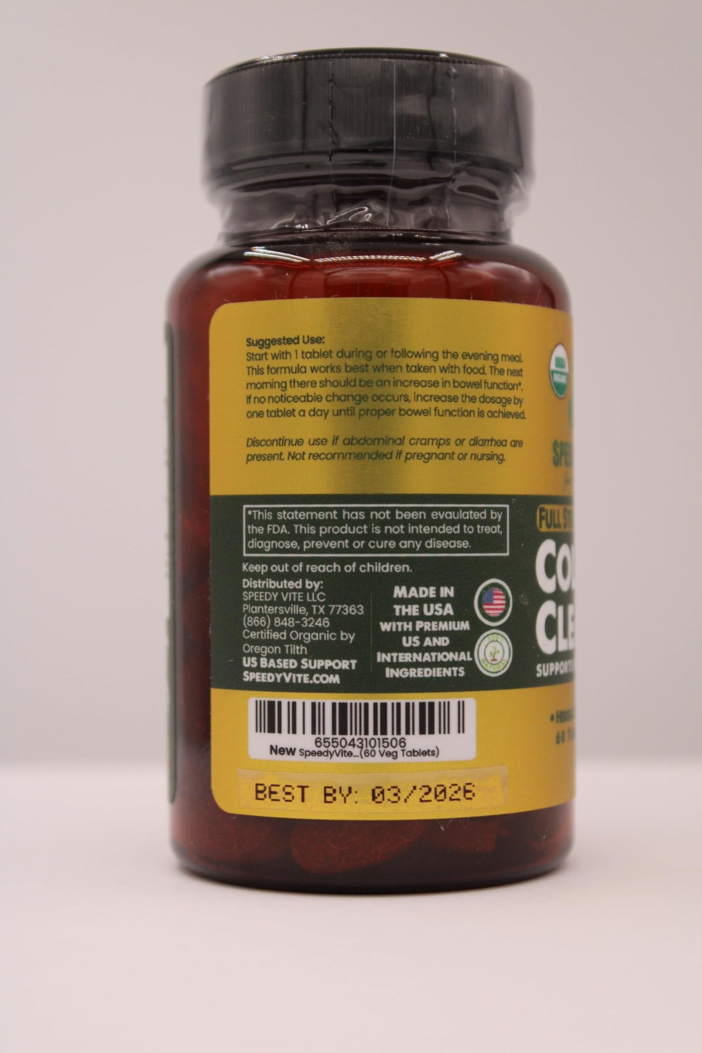 SpeedyVite Organic Colon Cleaner Full Strength 60 Tablets