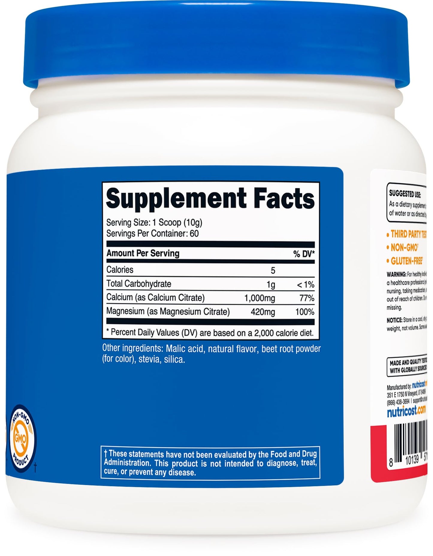 Nutricost Calcium Magnesium Powder 21.6 Ounce