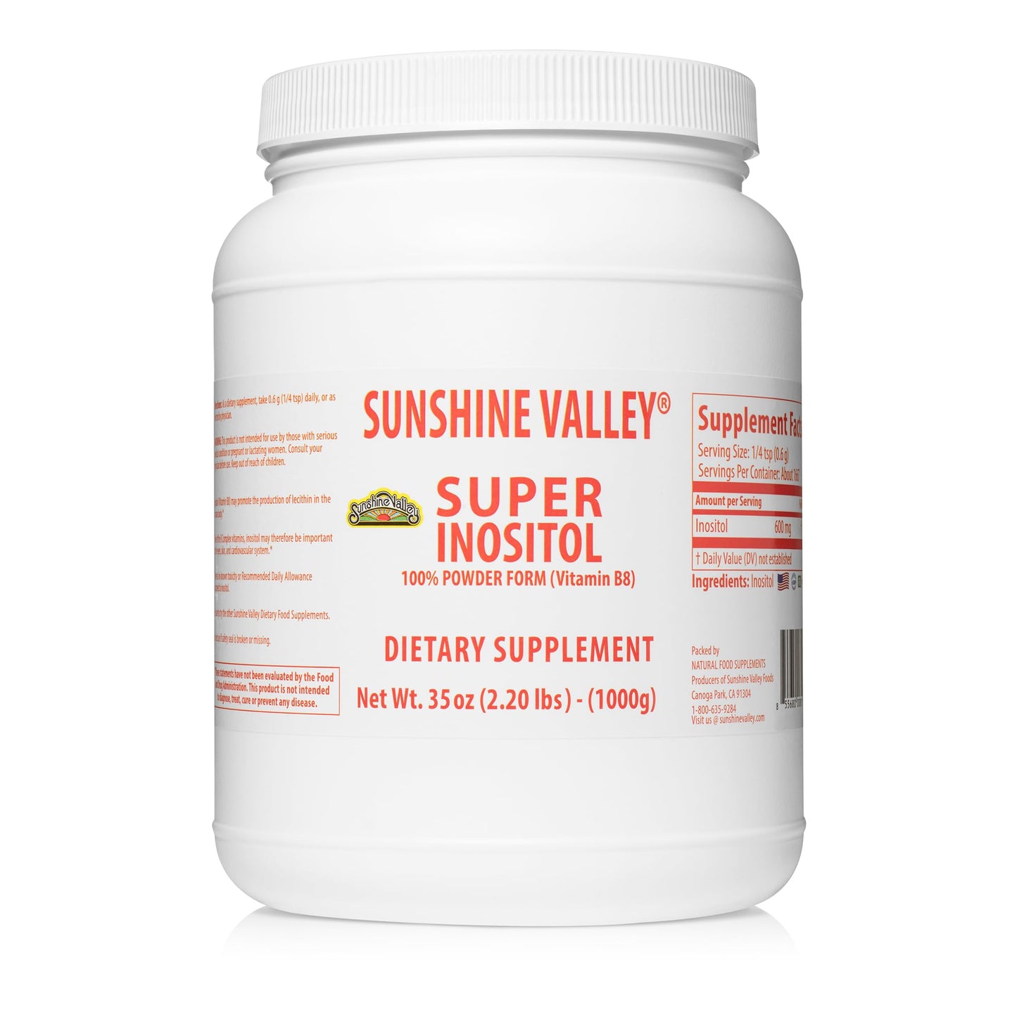 Sunshine Valley Super Inositol Powder, 1 Pack, 35 oz