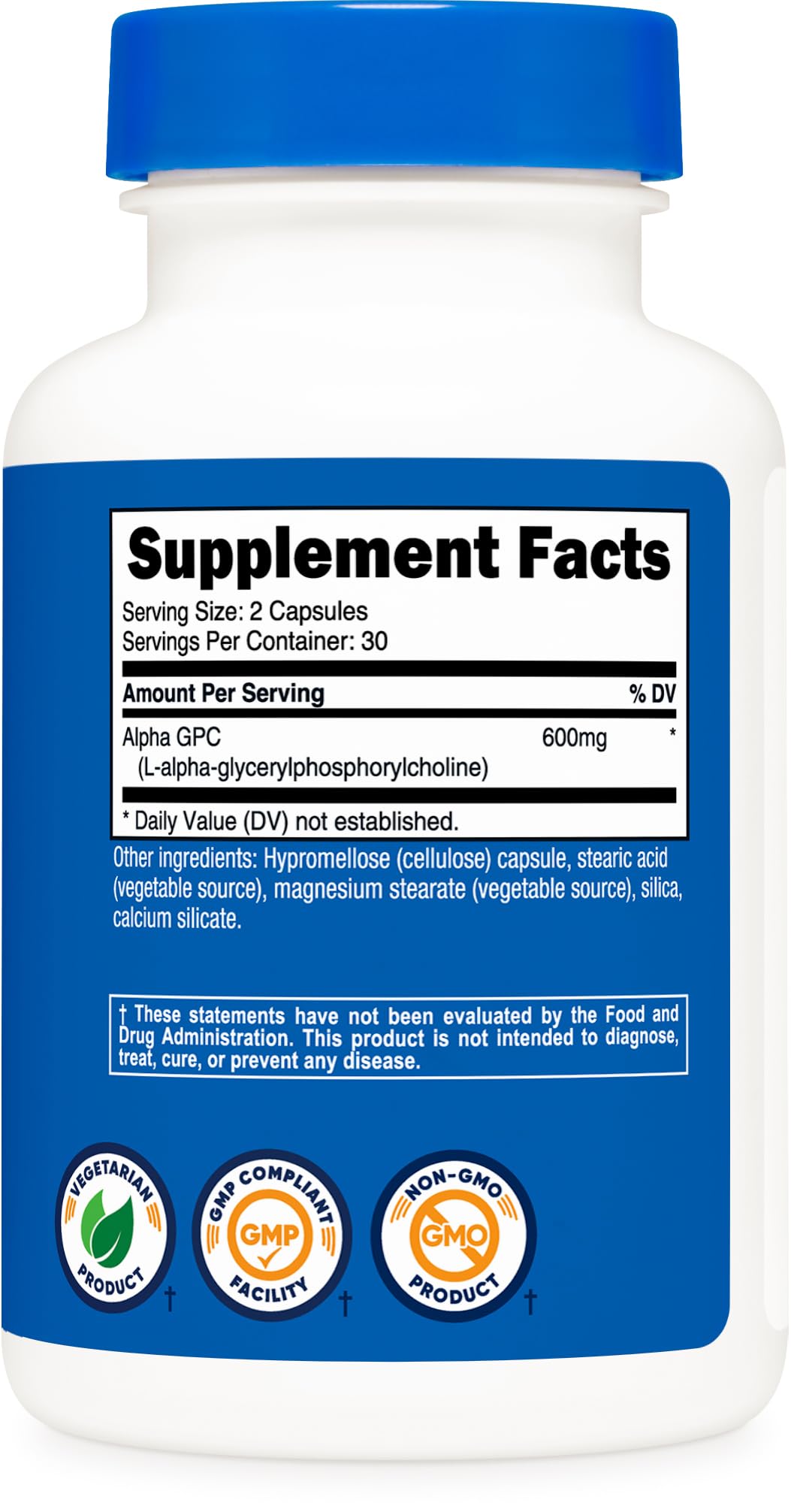 Nutricost Alpha GPC (600mg) Capsules, 120 Count