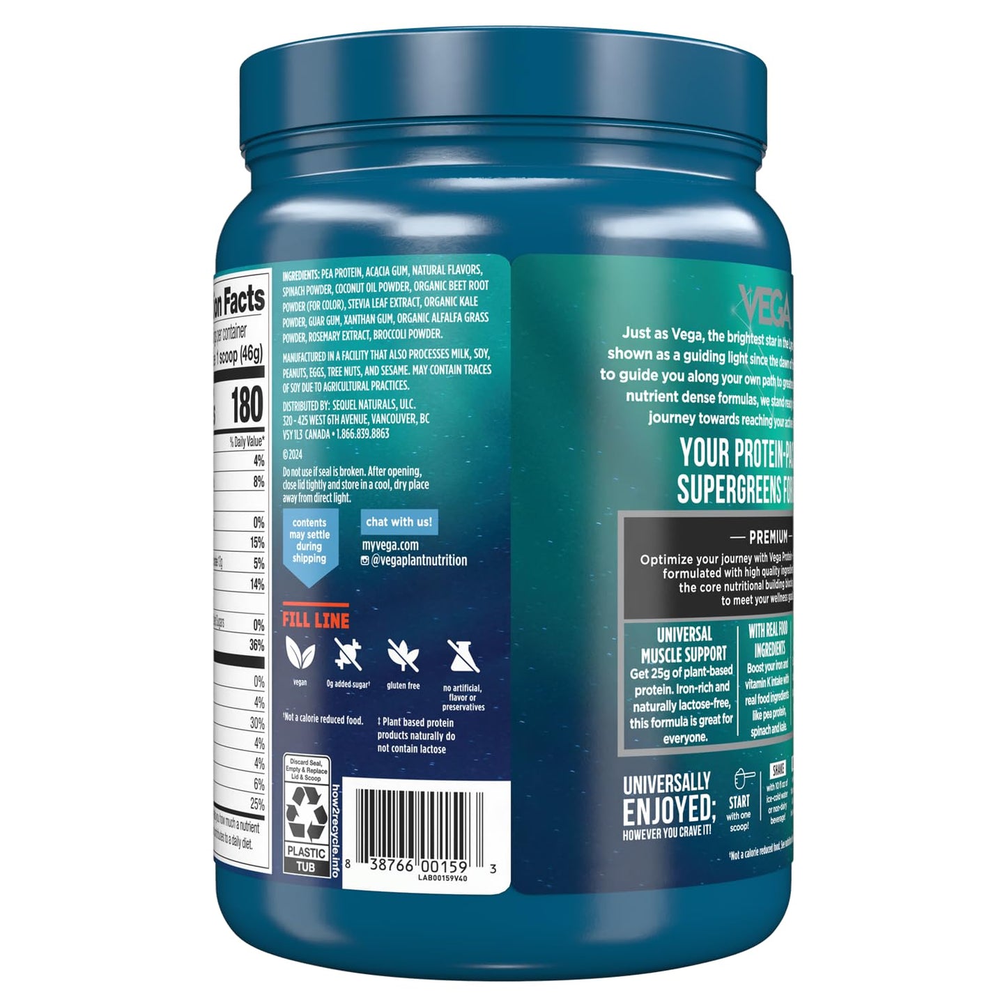 Vega Protein and Greens Protein Powder Mixed Berry 18 Servings