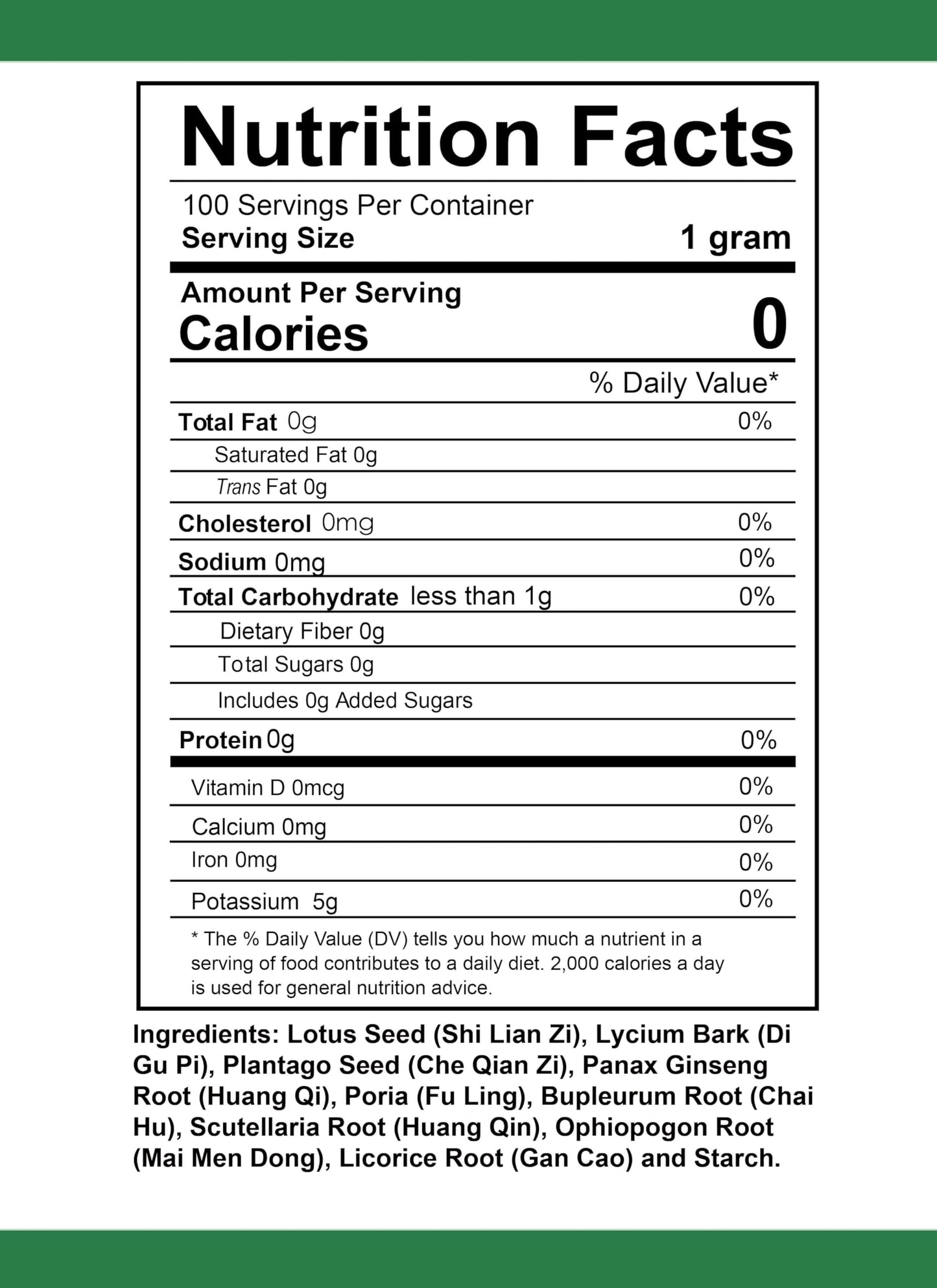 Health Herbal Lian Zi Qing Xin Yin/Lotus Seed Decoction Powder, 100