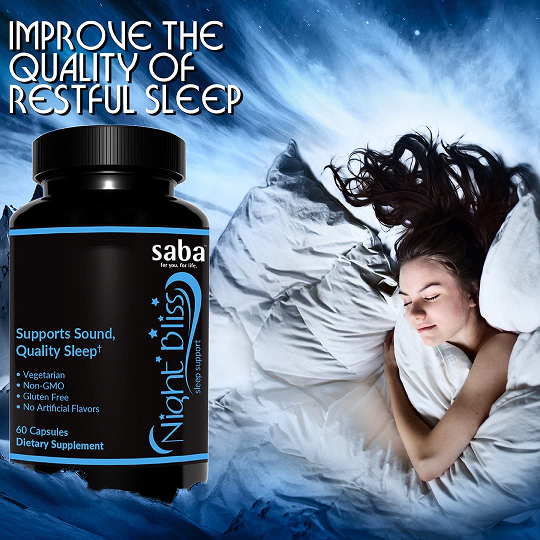 Saba Night Bliss Natural Sleep Aid Capsules, 60 Count