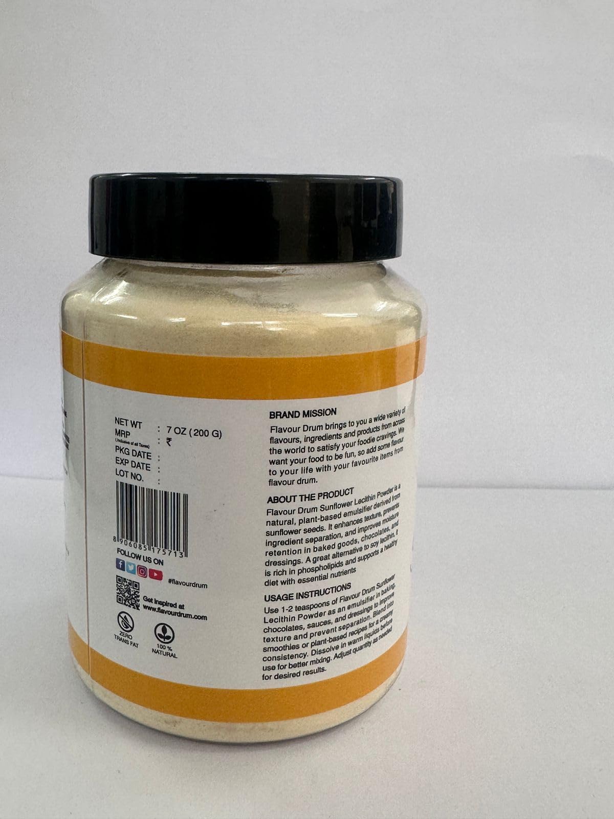 Flavour Drum Sunflower Lecithin Powder 7 Ounce