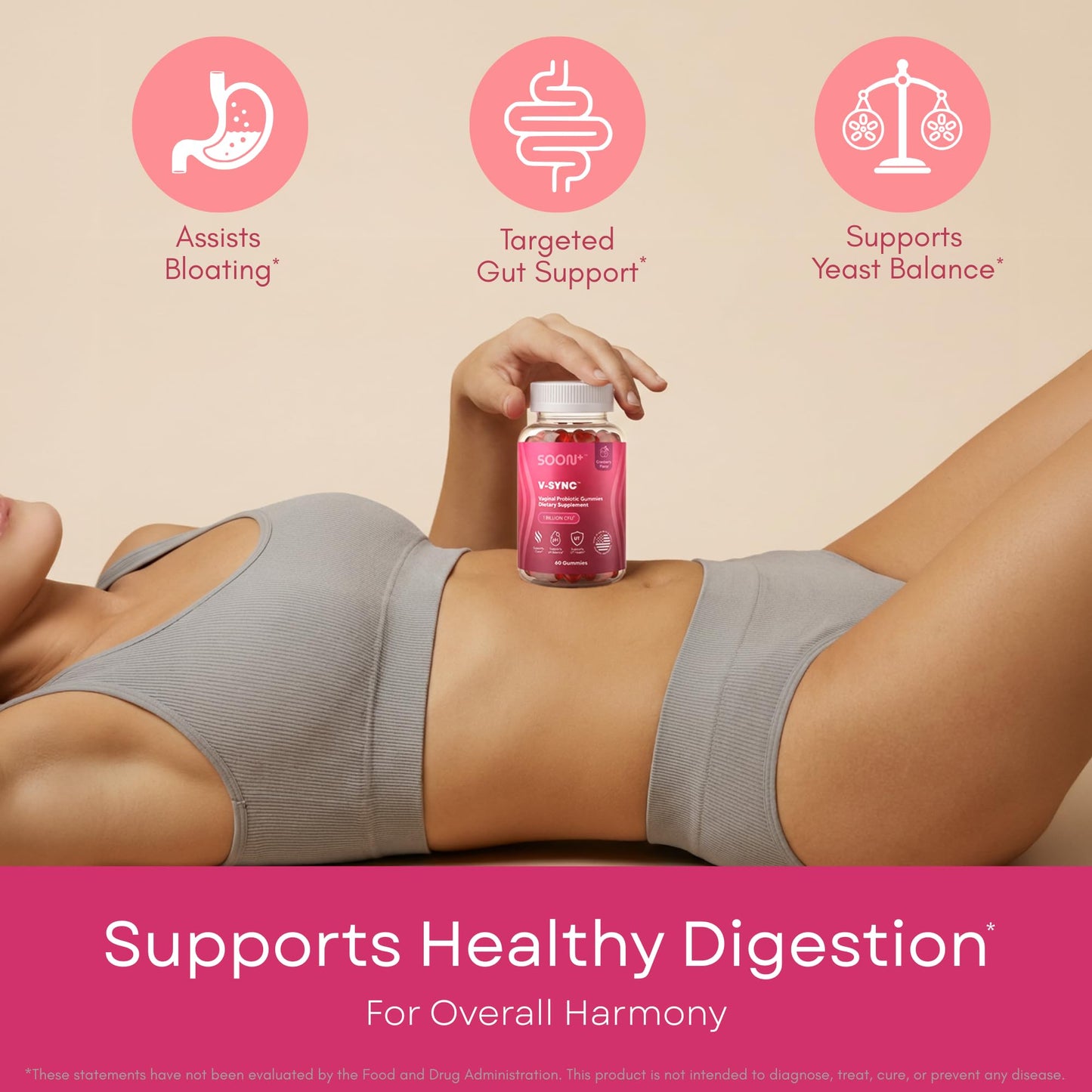 SOON+ Feminine Balance Gummies for Women, 60 Gummies