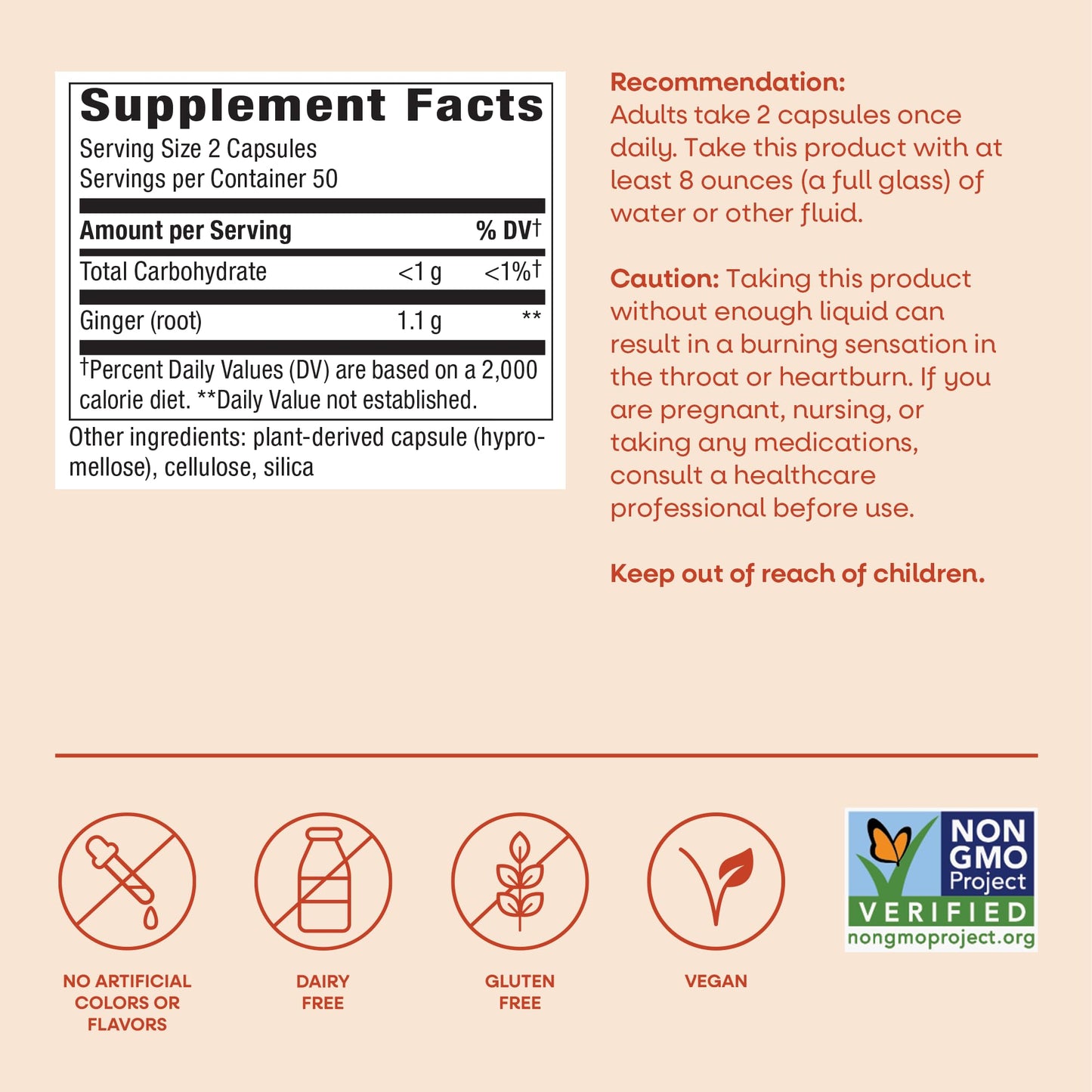 Nature's Way Ginger Root Capsules (1100 mg per 2-Capsule Serving) 100 Count