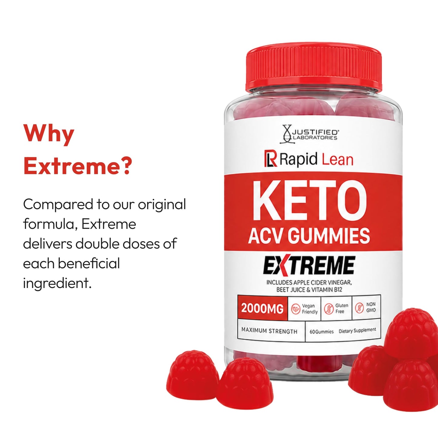 Justified Laboratories Rapid Lean Keto ACV Extreme (2000 mg) 300 Gummies