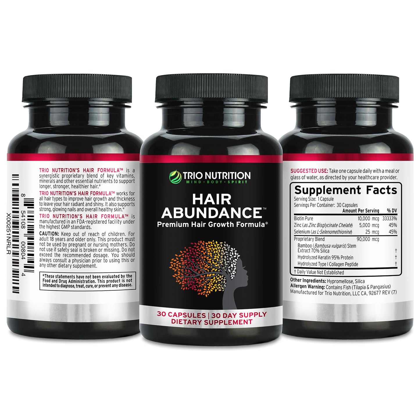 TRIO NUTRITION Hair Abundance Biotin 10000mcg Gummy 30 Count
