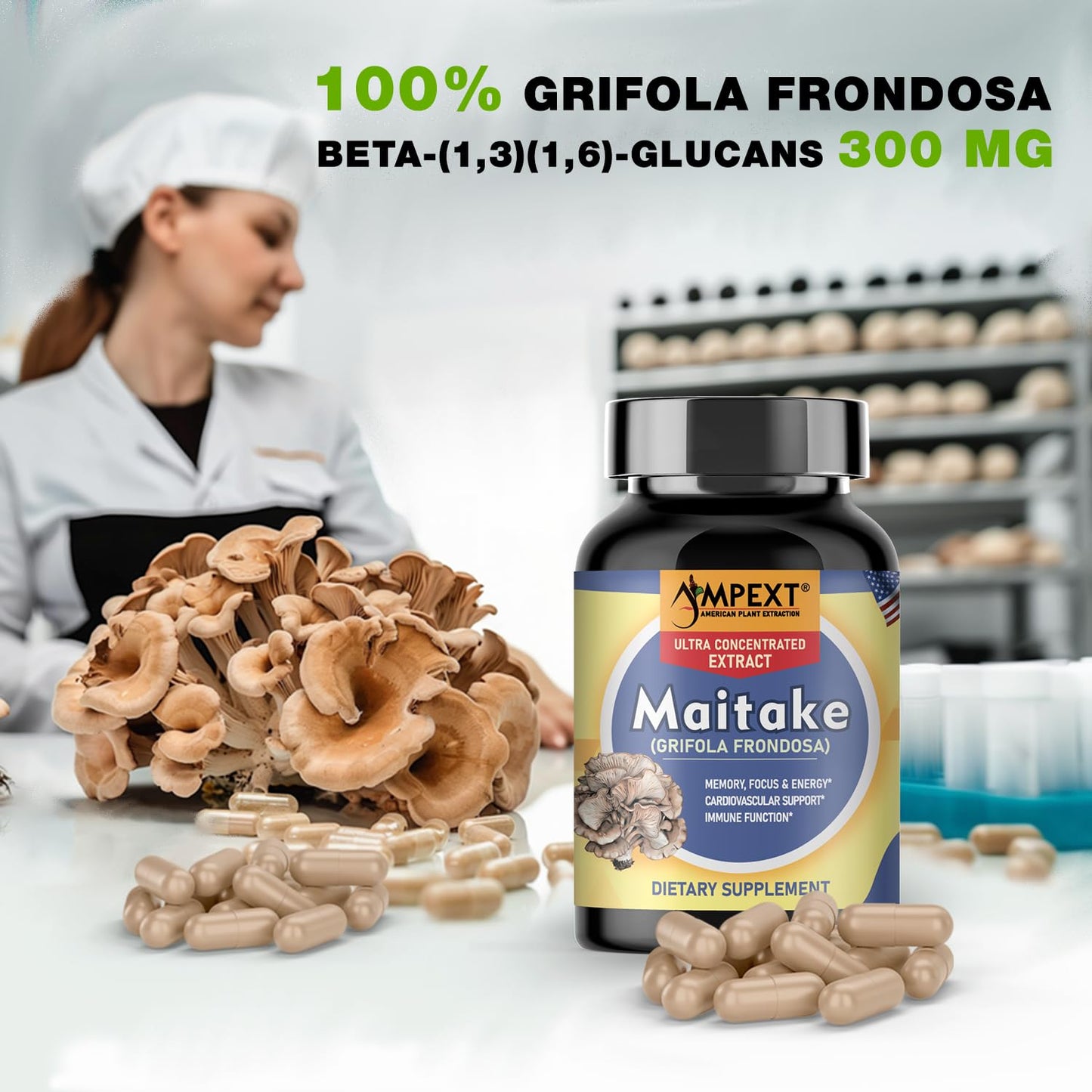 AMPEXT Maitake Mushroom Extract Capsule, 90 Veg Caps