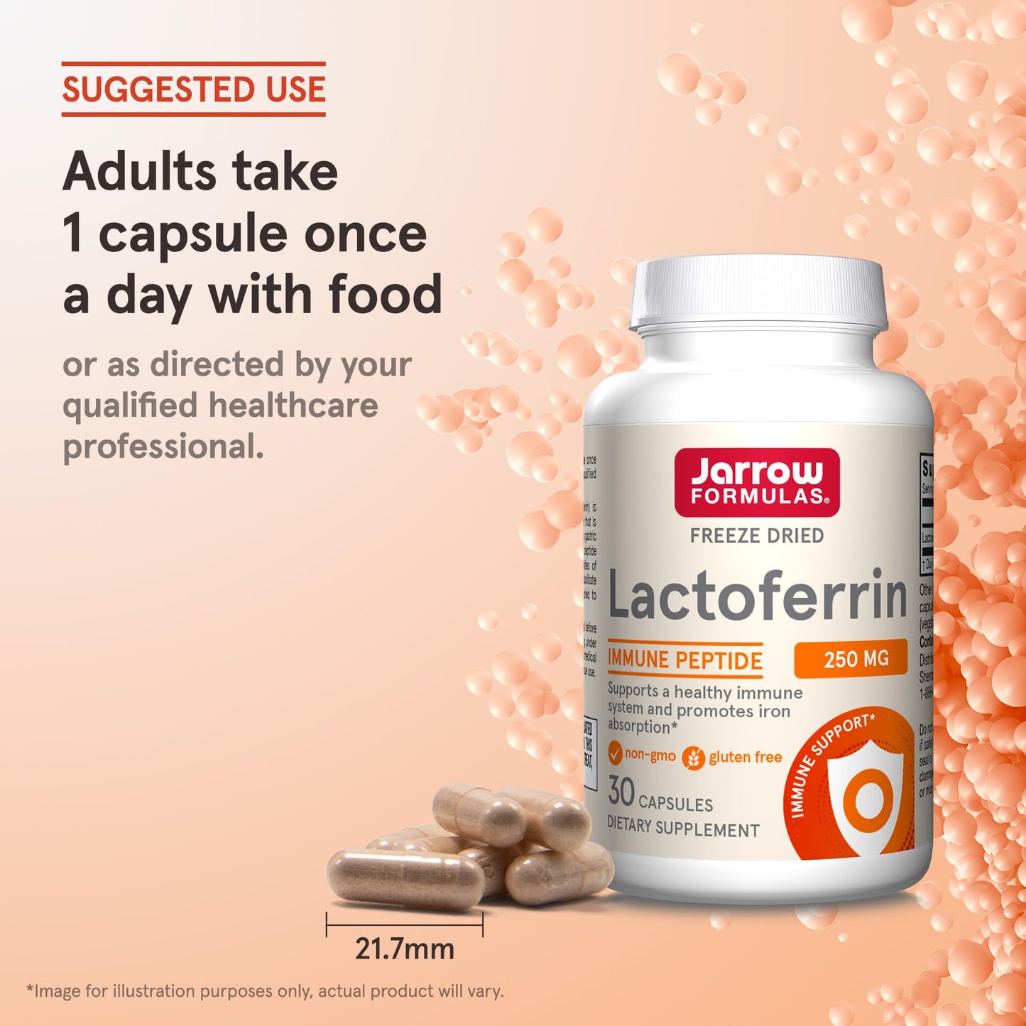 Jarrow Formulas Lactoferrin Supplements 250 mg Capsules, 30 Count