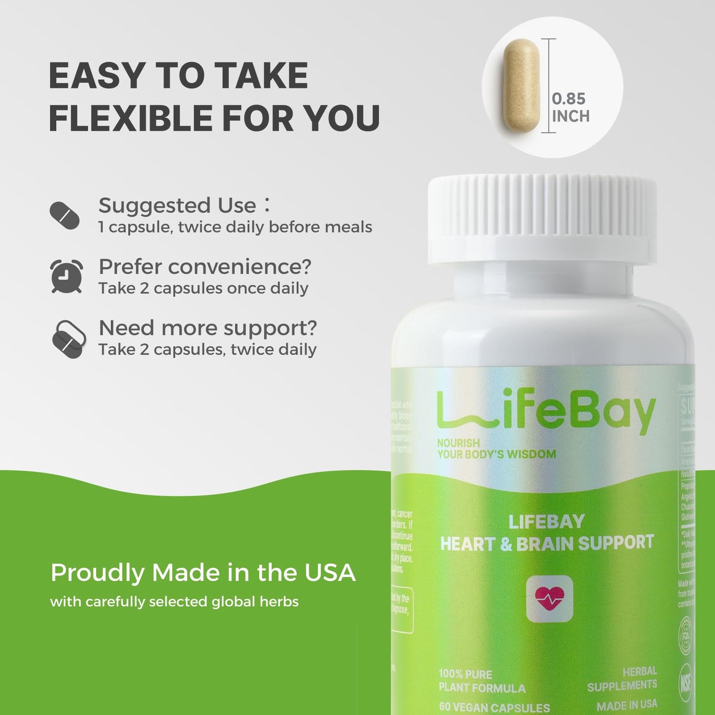 LifeBay Heart & Brain Support Capsule, 60 Count