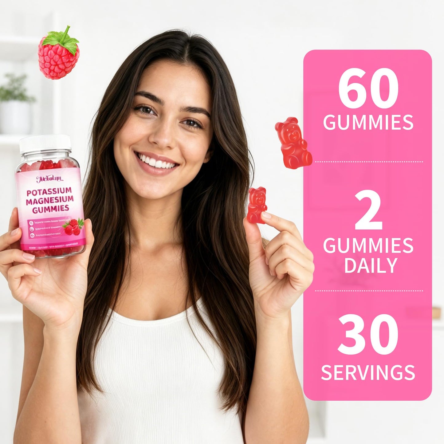 Mchokuu Potassium Magnesium Supplement Gummies 120 Count
