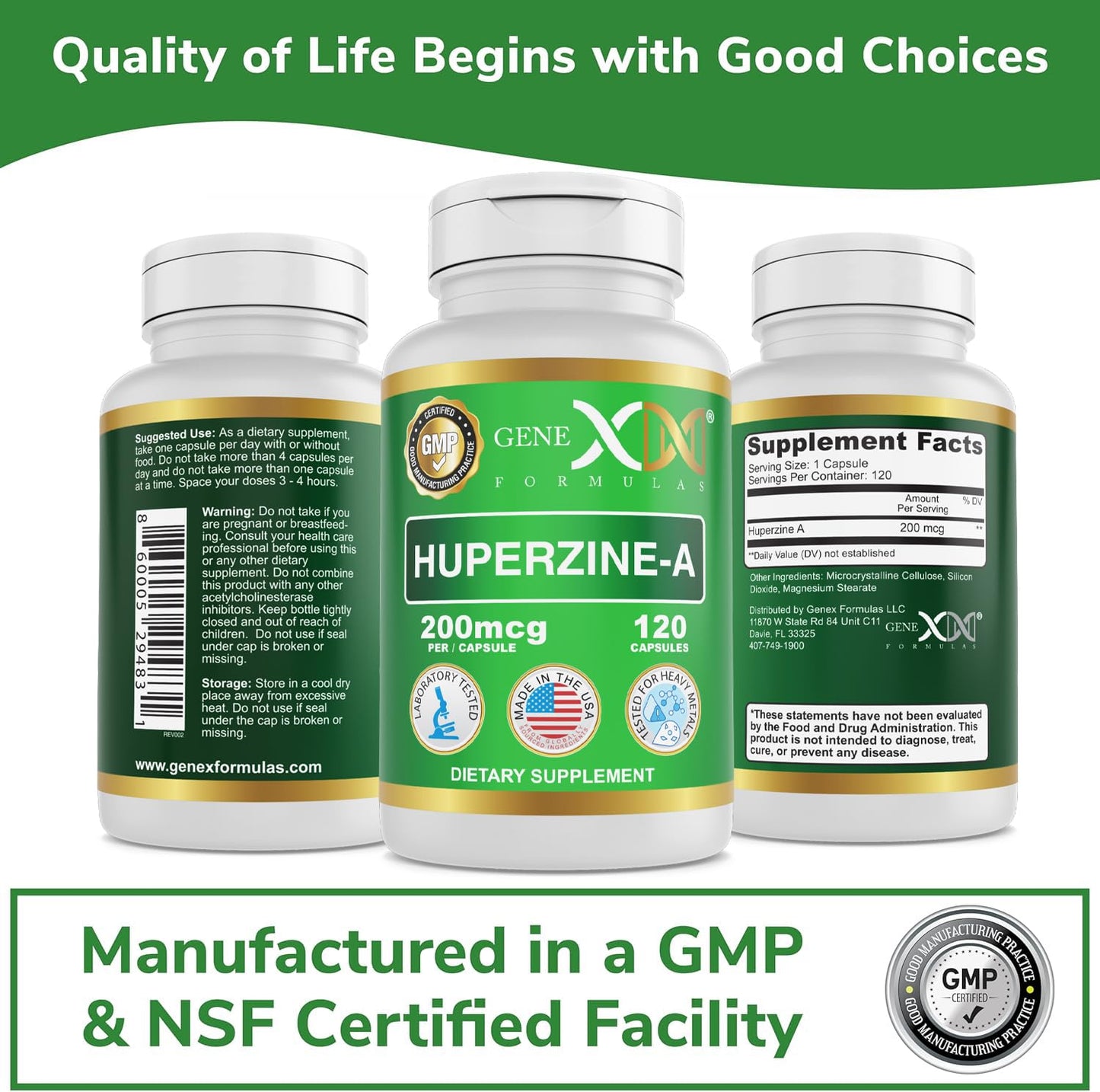 Genex Formulas Huperzine A 200mcg Capsule, 120 Count