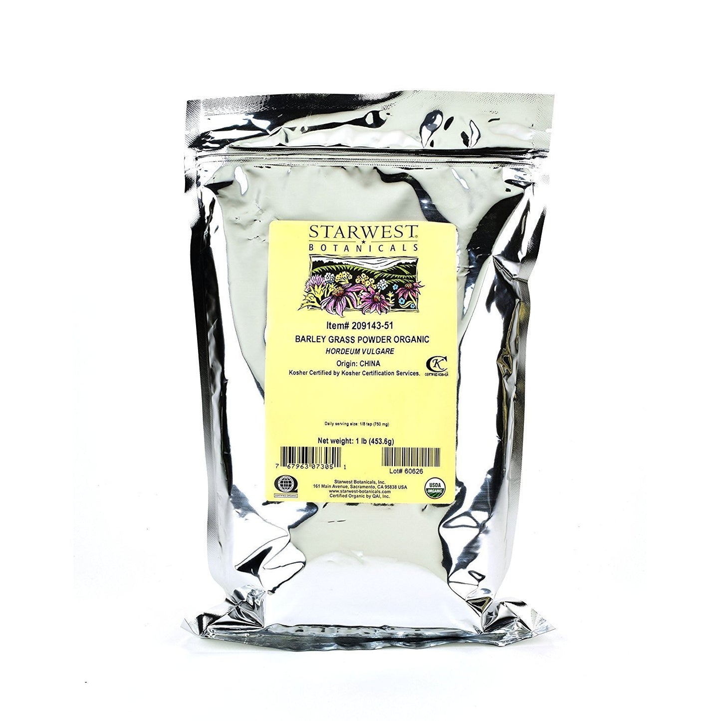 Starwest Botanicals Organic Barley Grass Powder 16 oz