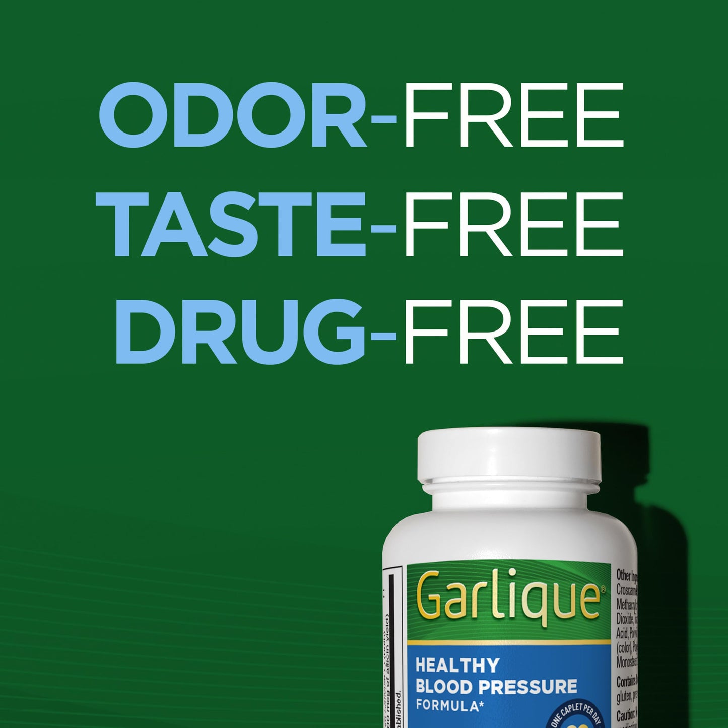 Garlique Garlic Extract Supplement, Healthy Blood Pressure Formula, Odorless & Vegan Caplets 60
