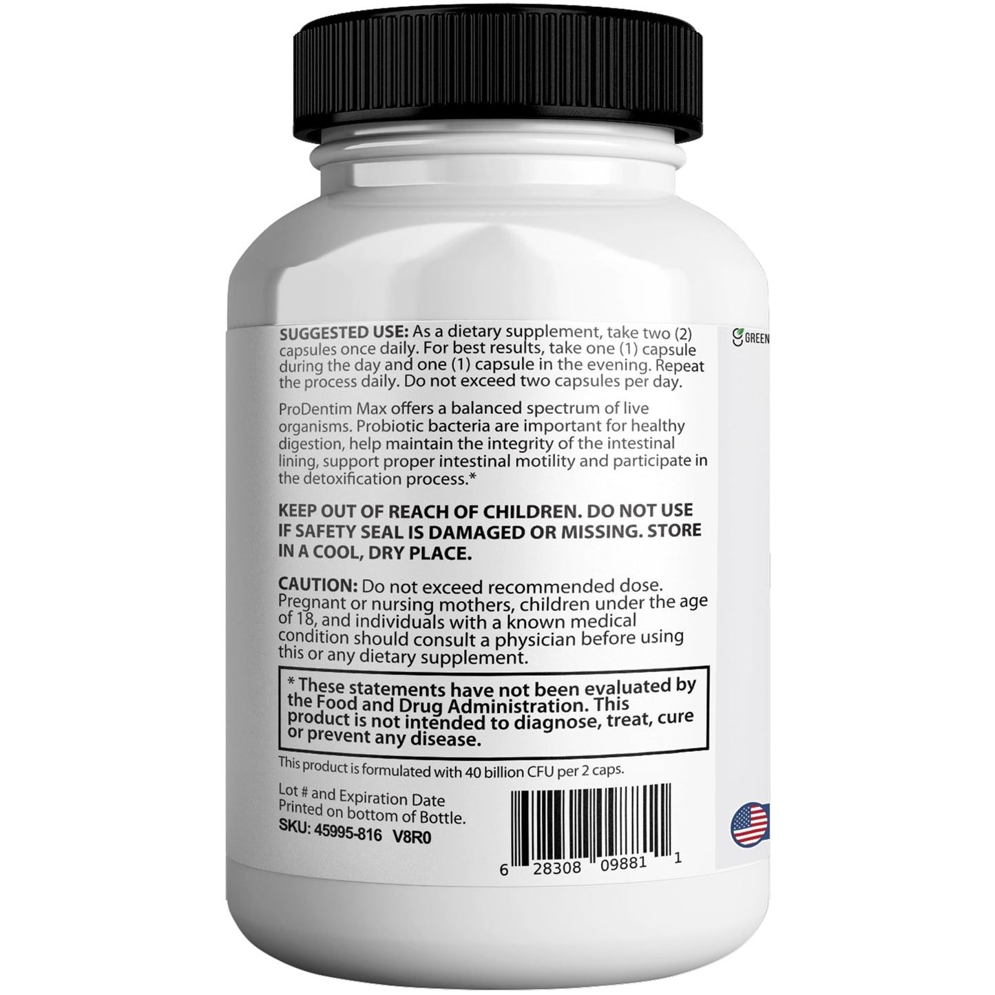 Prime Max Biome Probiotics 40 Billion CFU – Extra Strength Skin & Gut Support with MAKTrek Bi-Pass Technology – 4 Strains + Prebiotics – Non-GMO, Gluten-Free, 300 Capsules