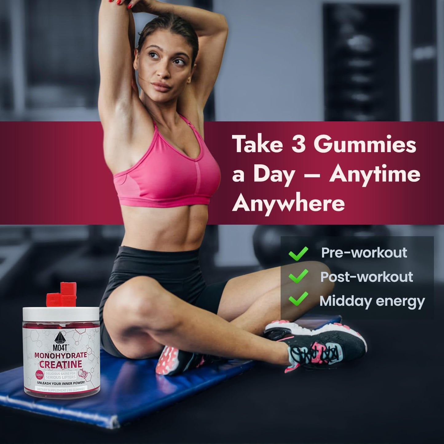 MOMOF4TRANSFORM Creatine Monohydrate Gummies, 90 Count