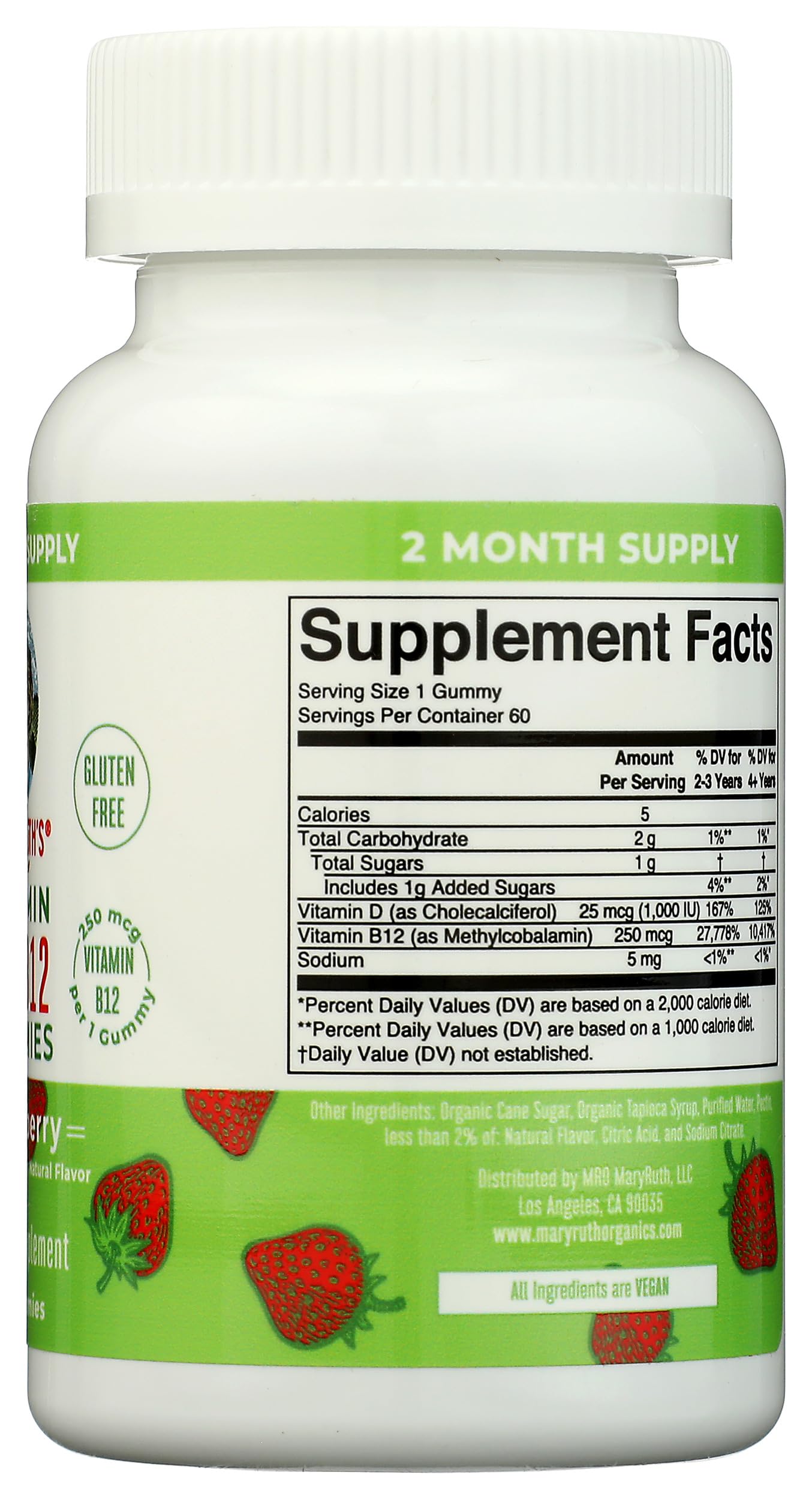 MARYRUTH'S Vitamin D3 B12 Capsule, 60 Capsules
