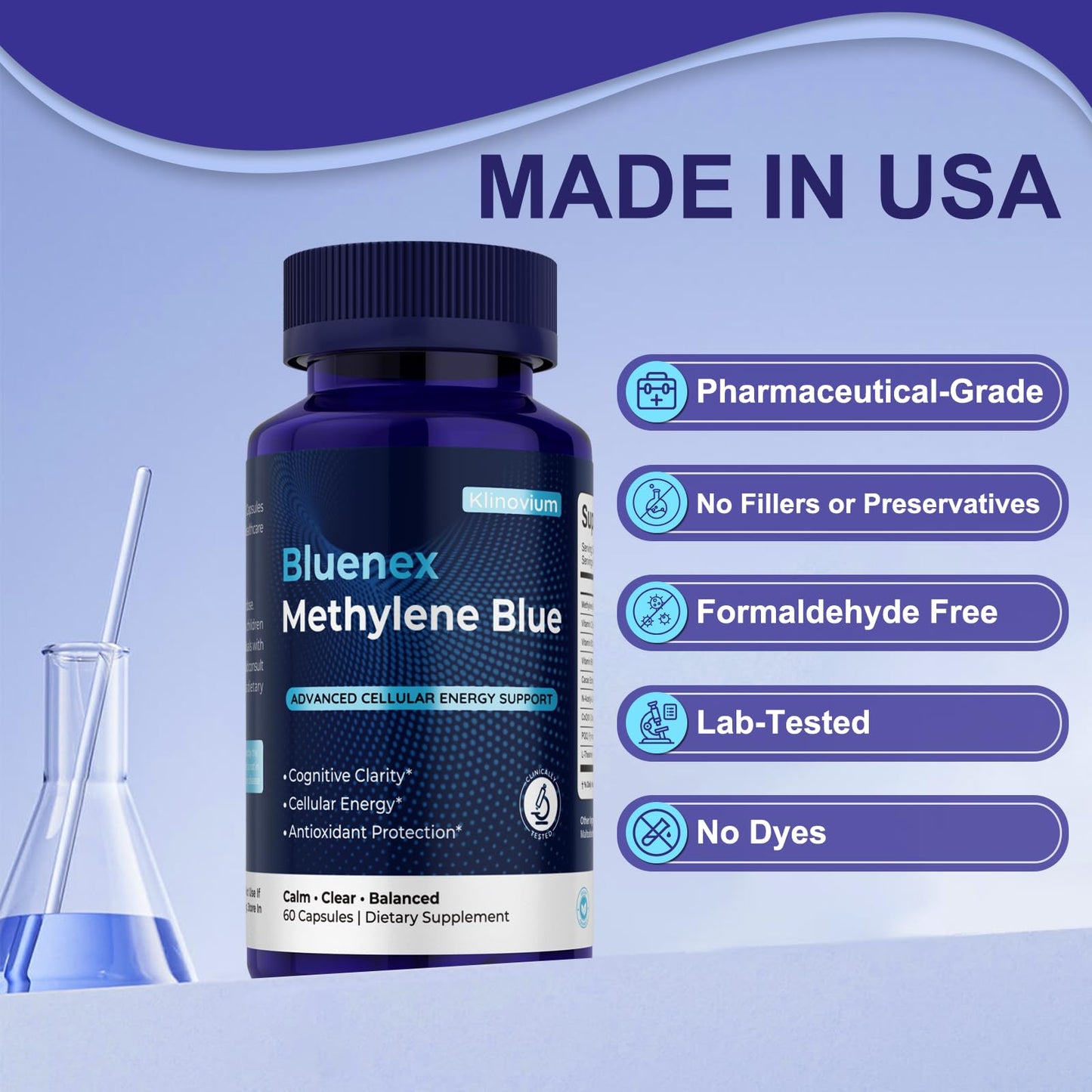 Klinovium Methylene Blue Capsules 10 mg, 60 Count