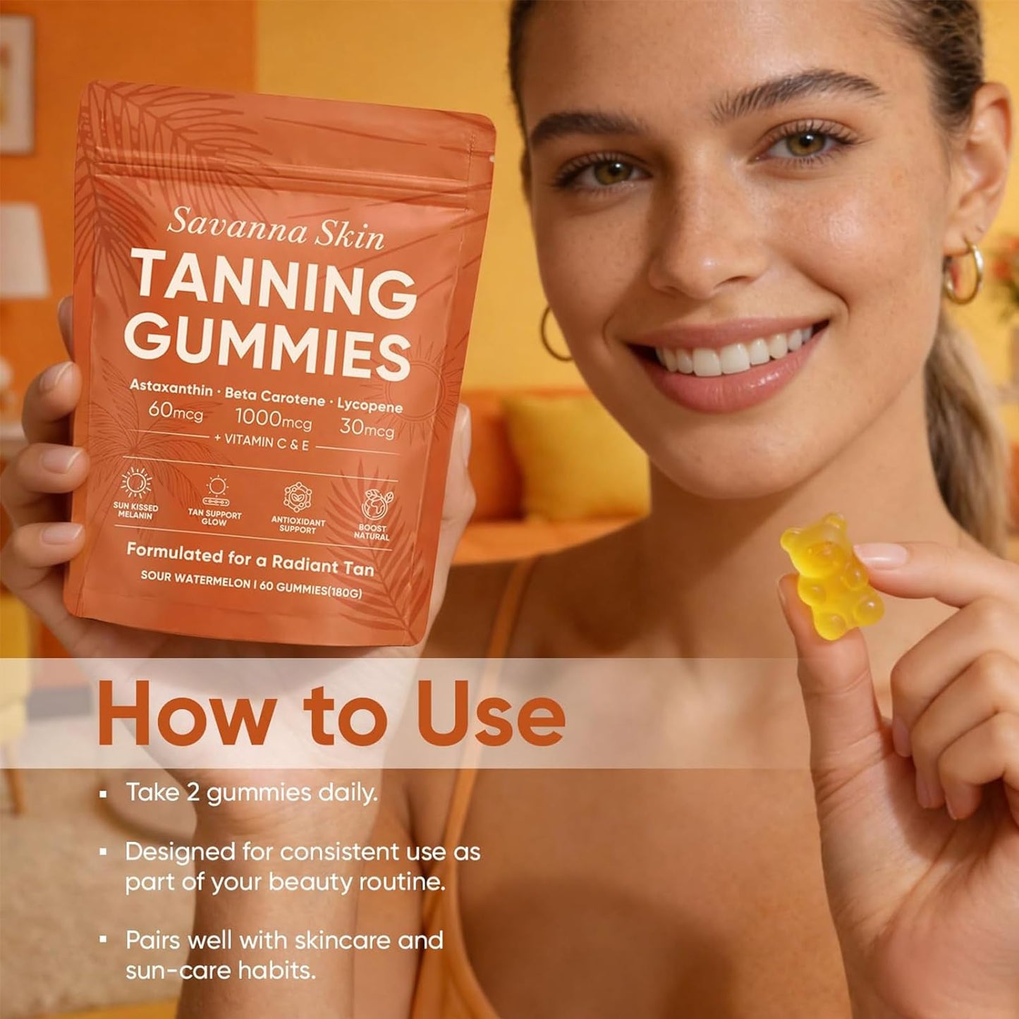 Fibosara Savanna Skin Tanning Gummies Gummy 60 Count