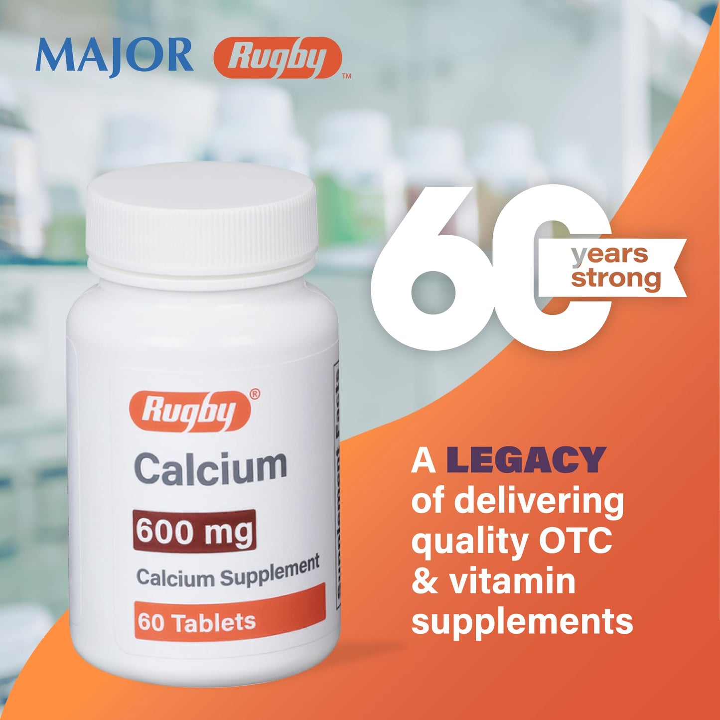 Rugby Laboratories Calcium Tablets 600 mg, 240 Tablets