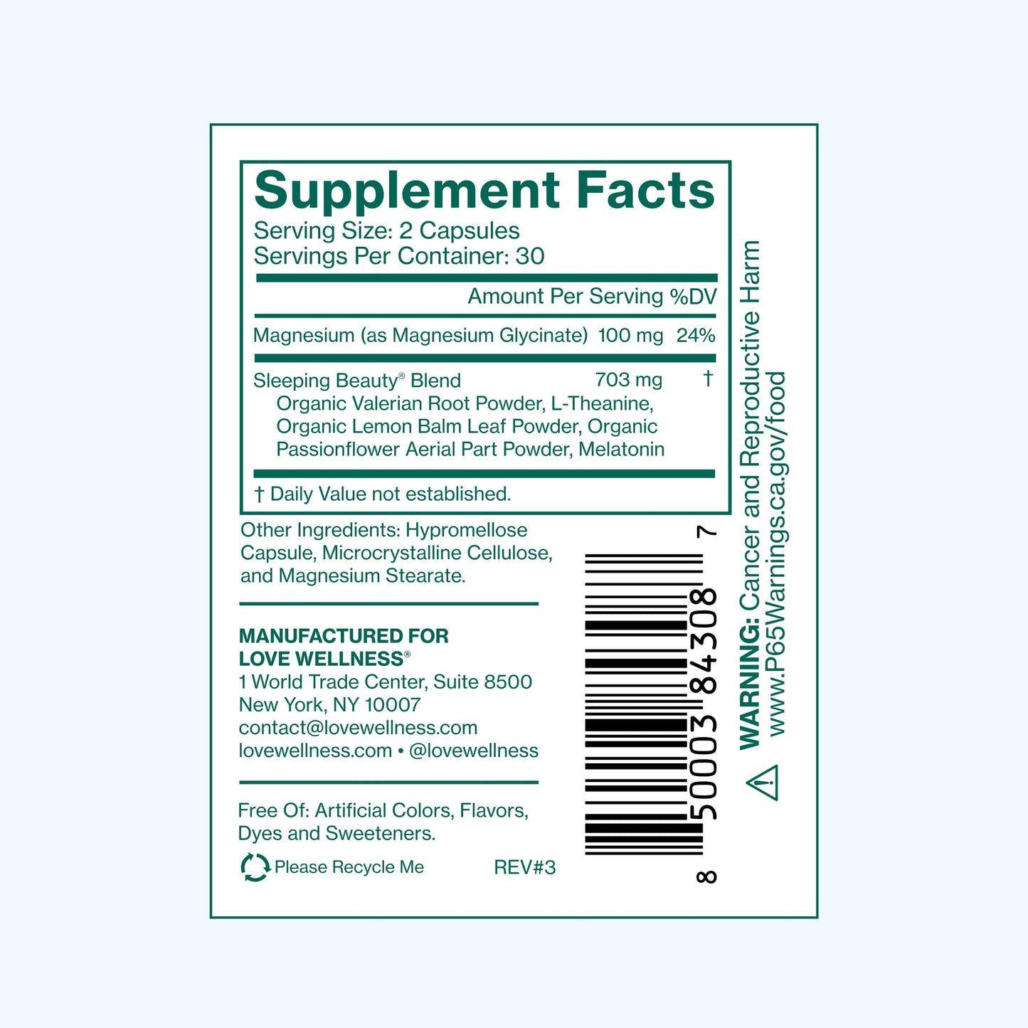 Love Wellness Sleeping Beauty Sleep Support, 60 Capsules