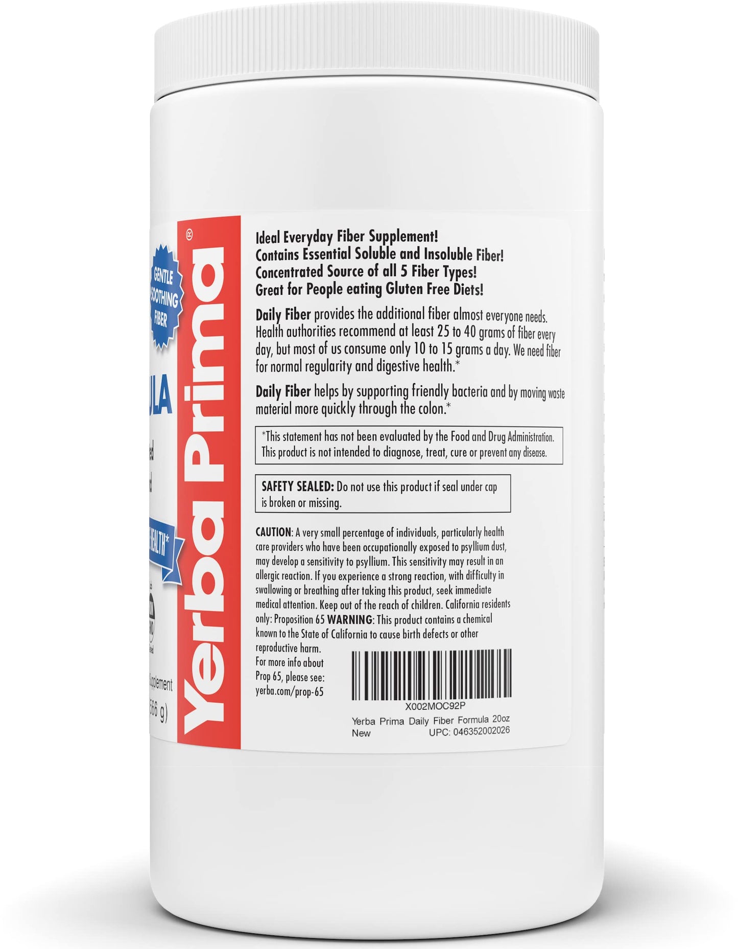 Yerba Prima Daily Fiber Formula Powder 20