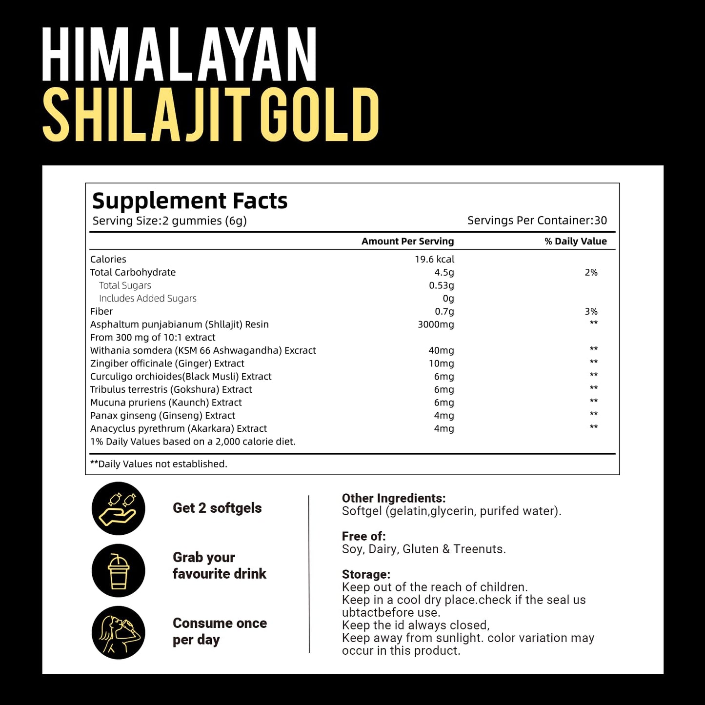 VivoNu Shilajit Gummies with Ashwagandha & Gokshura, 60 Gummies