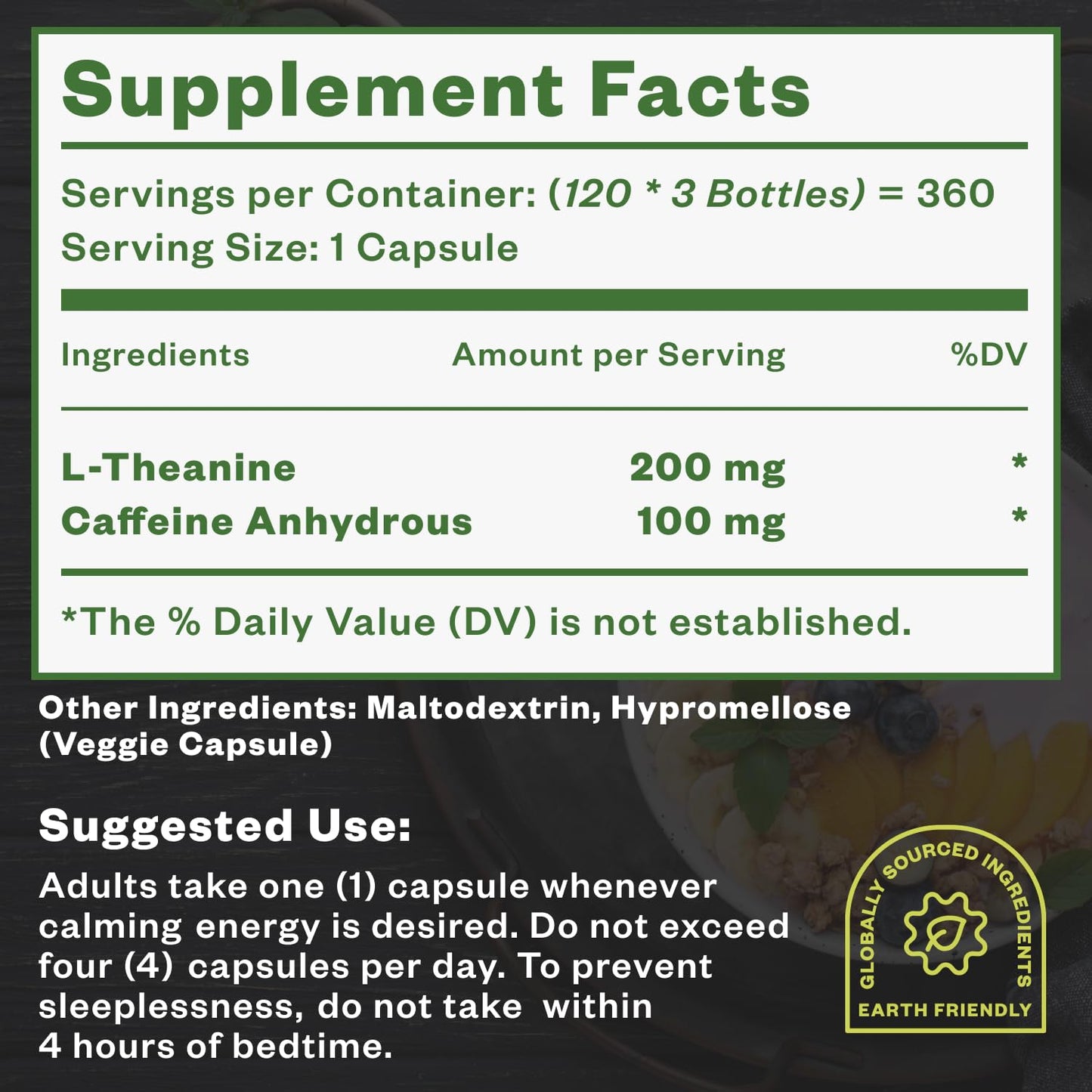 Purisure Caffeine Theanine Capsules, 360 Capsules