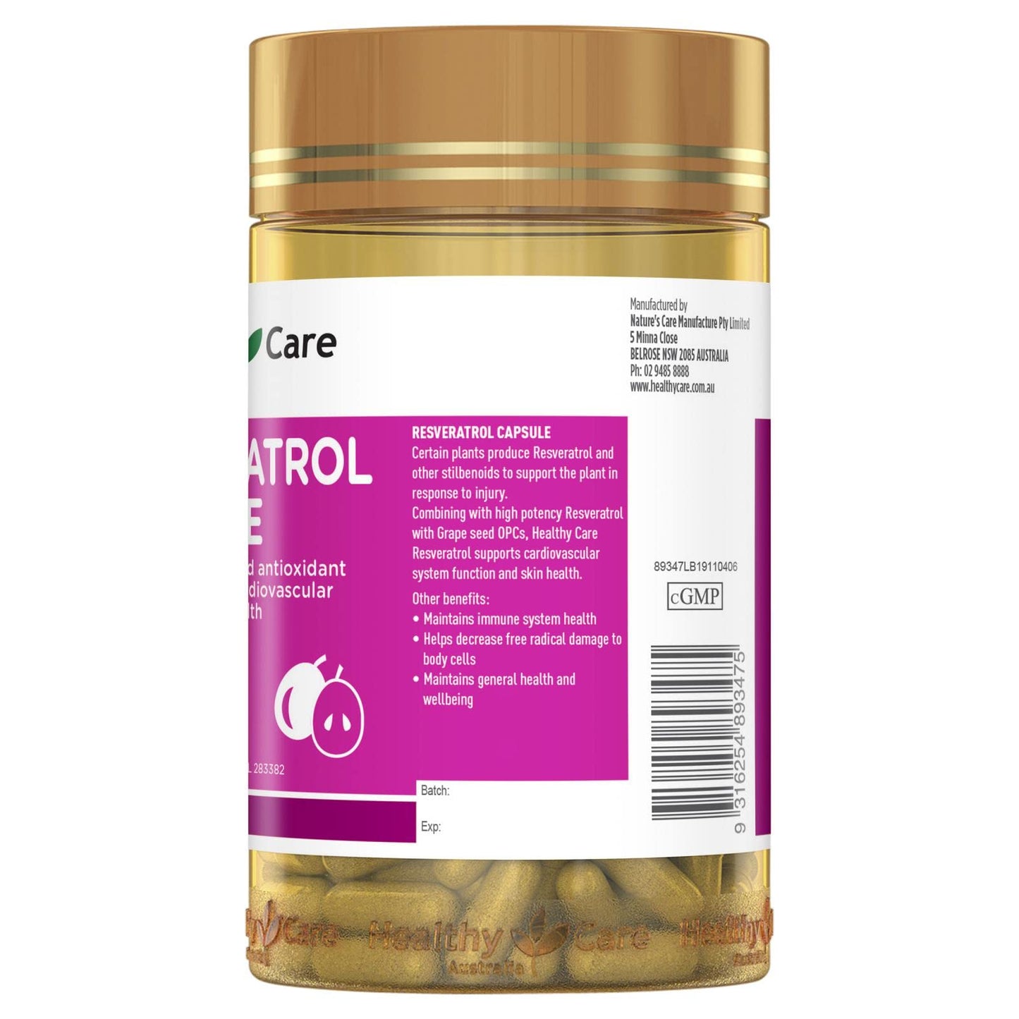 Healthy Care Australia Resveratrol Capsule, 180 Capsules