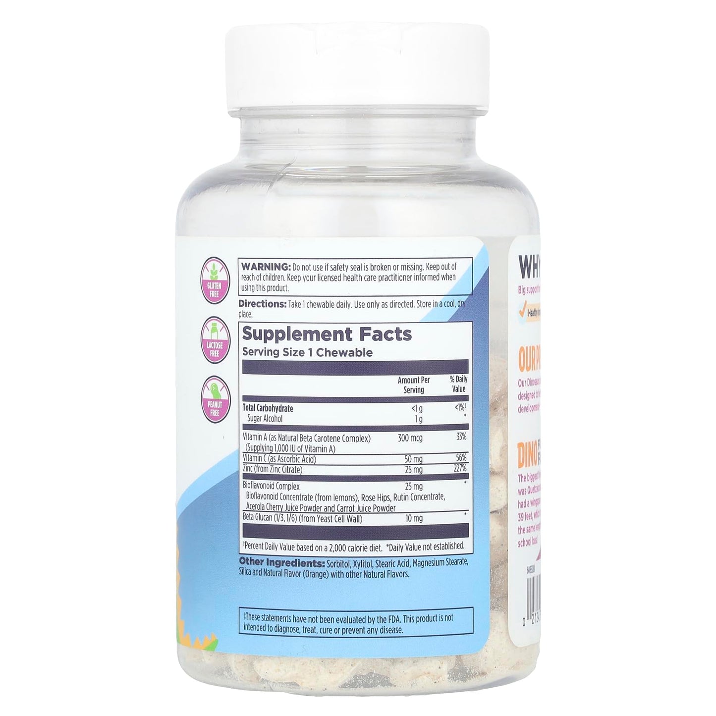 KAL Dinosaurs Immuno-Raptor Orange Chewables, 60 Count