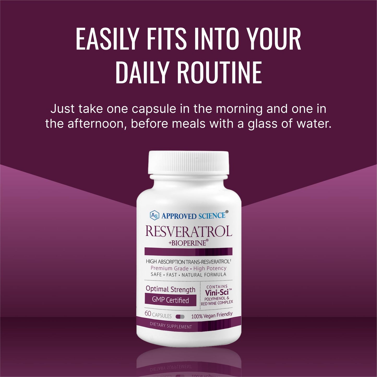 Approved Science Resveratrol 1000 mg Trans-Resveratrol Capsule, 60 Count