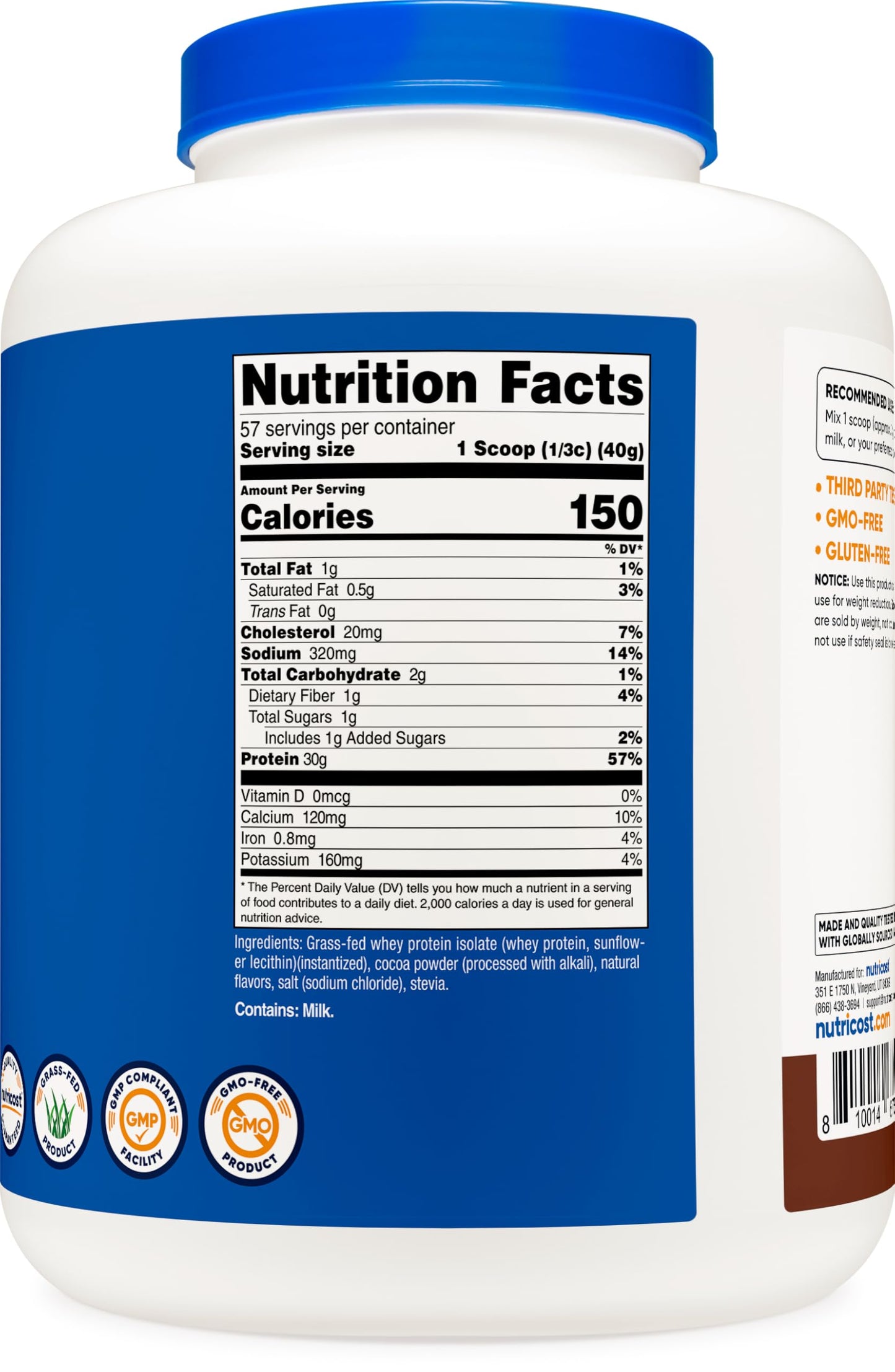 Nutricost Grass-Fed Whey Protein Isolate Powder 80