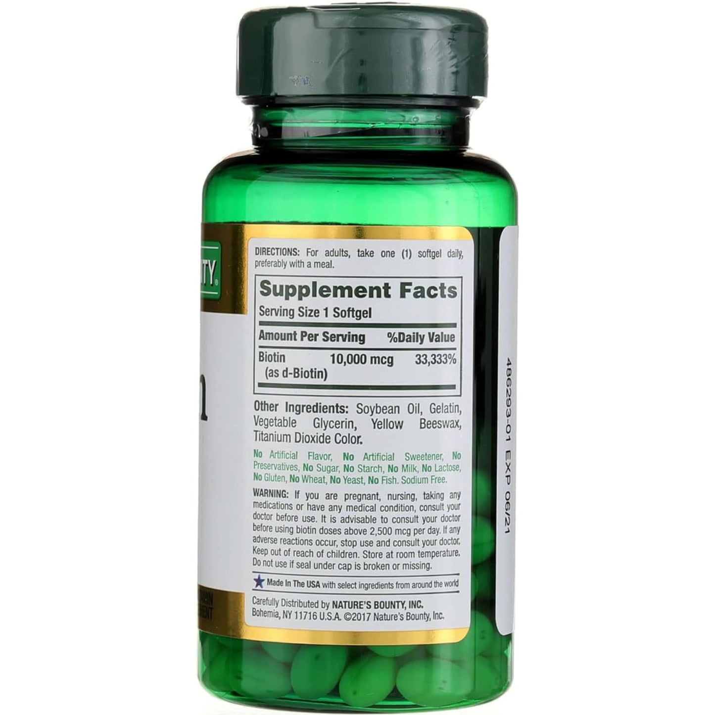 Nature's Bounty Biotin 10000 mcg Softgels, 120 Count