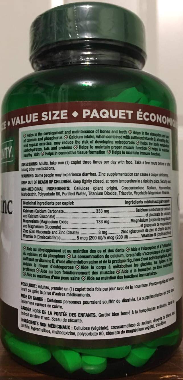 Nature's Bounty Calcium Magnesium Zinc with Vitamin D3 Caplets, 200 Count