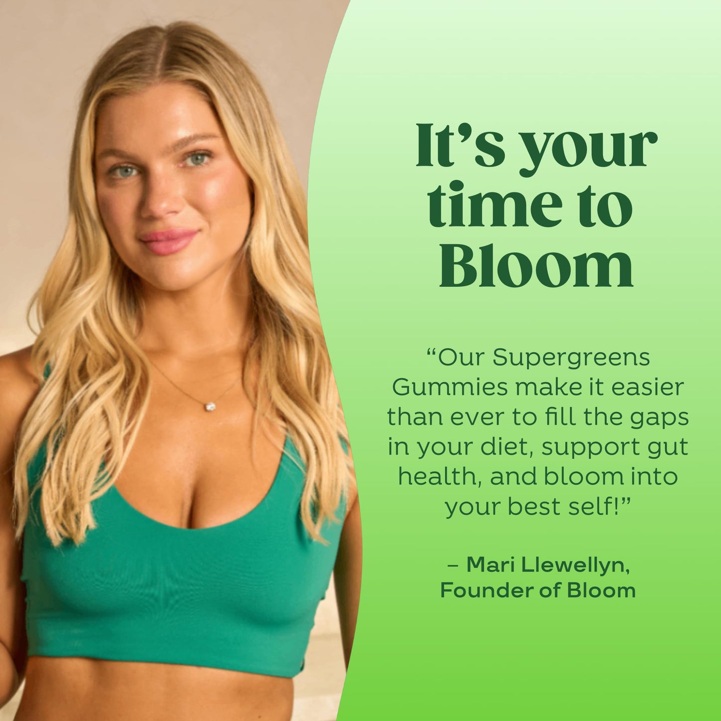 Bloom Nutrition Super Greens Gummies, Daily Greens Superfood Fiber Gummies with Fruits, Vegetables, Vitamins & Minerals for Digestive & Gut Health, Bloating Support, Strawberry Kiwi, 1 Count