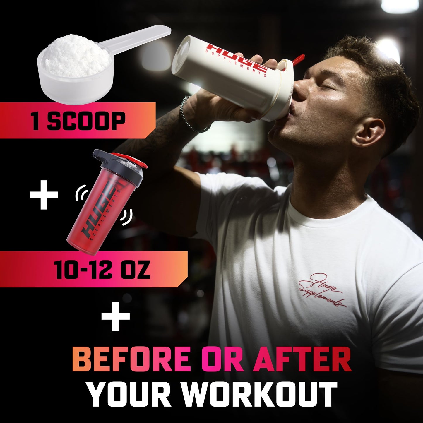 Huge Supplements Creatine HMB + LCLT, 5g Micronized Creatine Monohydrate with 3g HMB & 2g L-Carnitine L-Tartrate for Muscle Growth, Increased Strength, Enhanced Recovery & Improved Performance, Fruit Punch, Powder, 13.3 Ounce