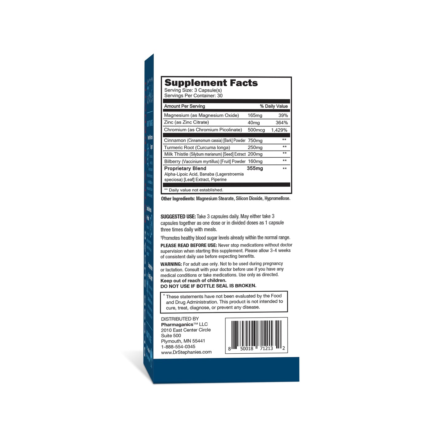 Dr. Stephanie's 24 Hour Extra-Strength Support Pancreas Health Capsules, 90 Count