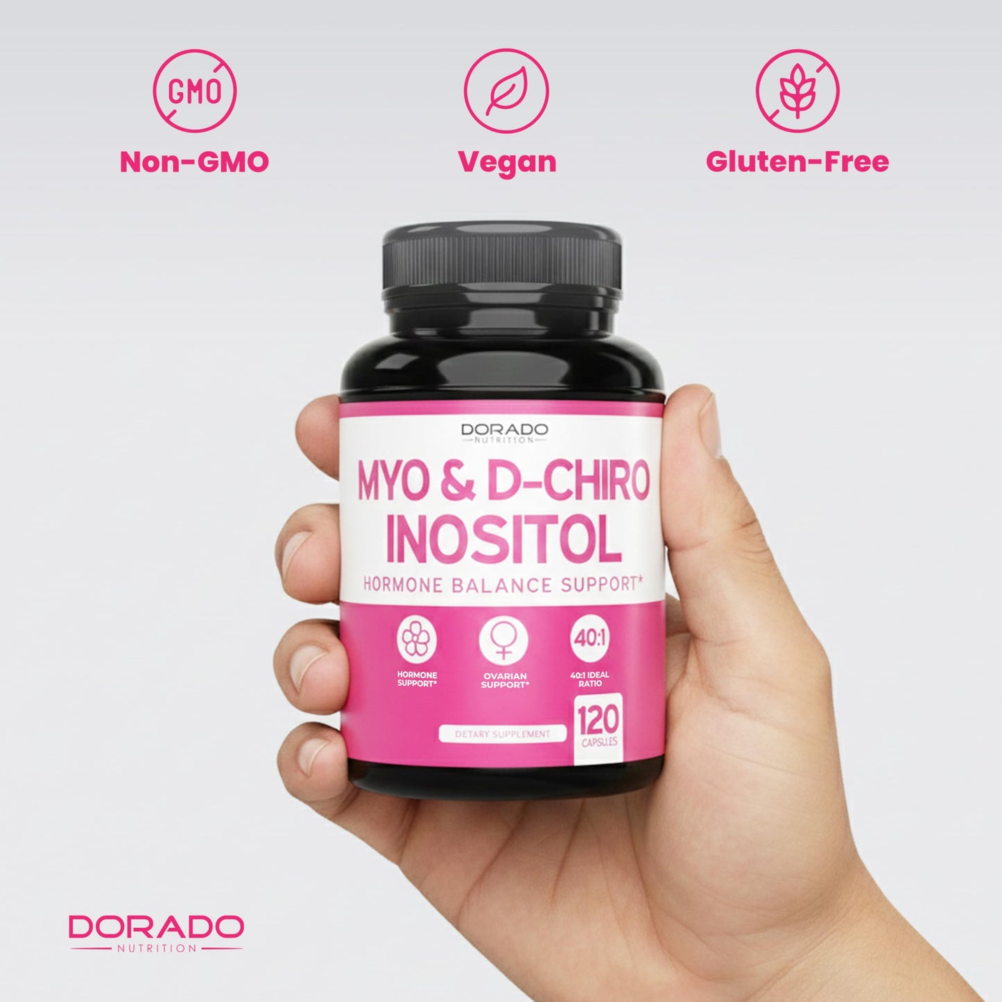 DORADO NUTRITION Myo-Inositol & D-Chiro Inositol Supplement For Women Capsules, 120 Count