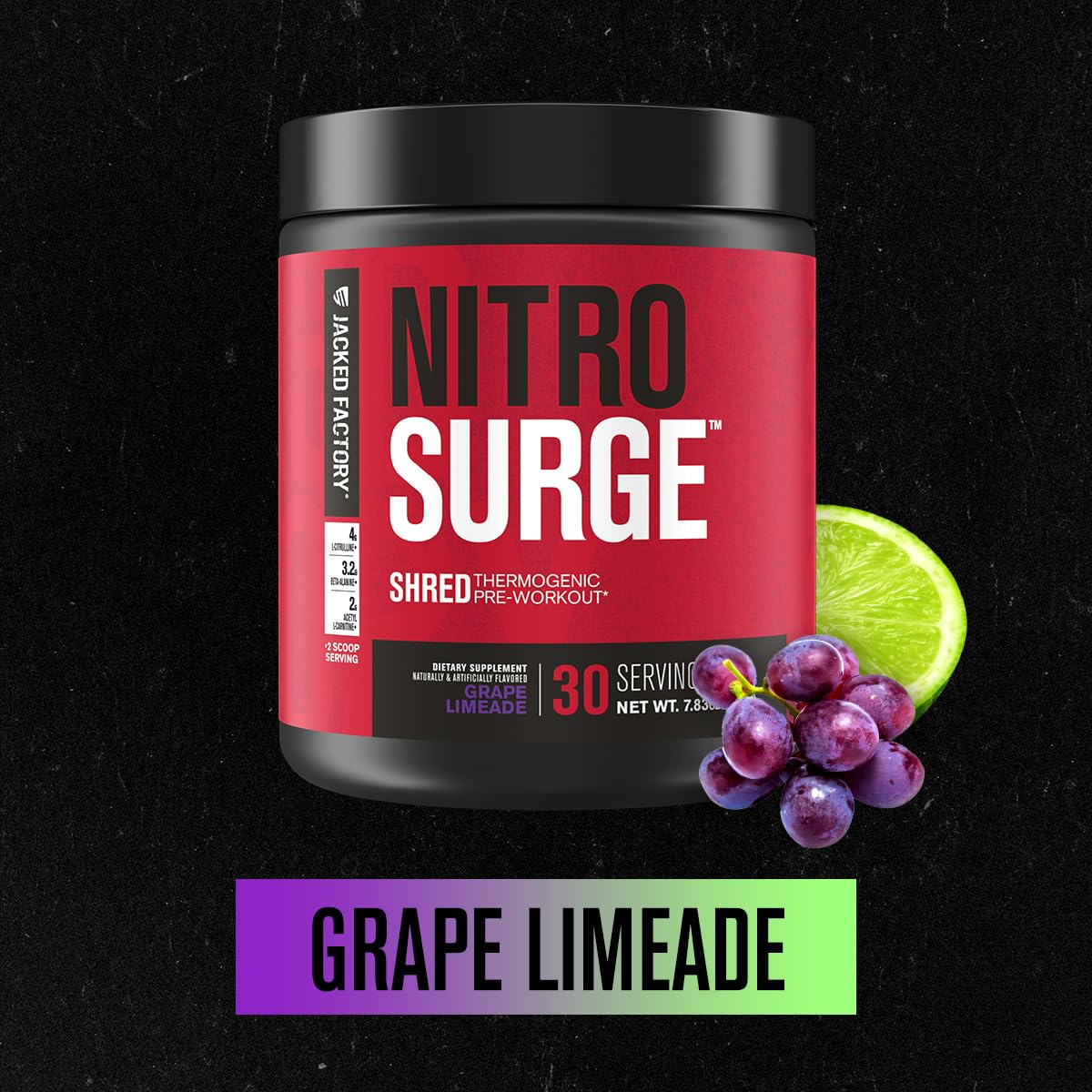 Jacked Factory NITROSURGE Shred Pre Workout Supplement Powder 7.83