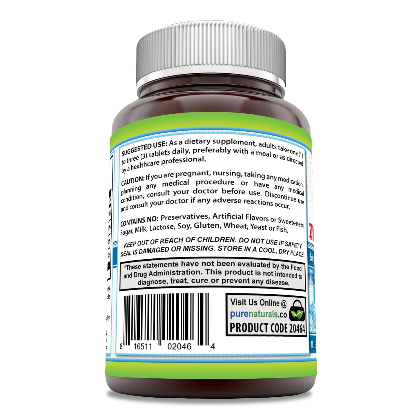 Pure Naturals Calcium Magnesium Zinc Vitamin D3 Supplement Tablet 300 Tablets