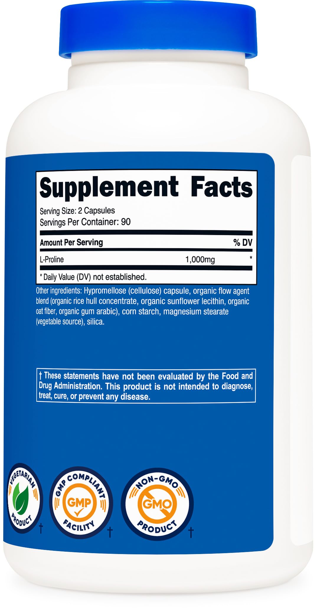 Nutricost L-Proline 1000mg Capsules, 180 Count
