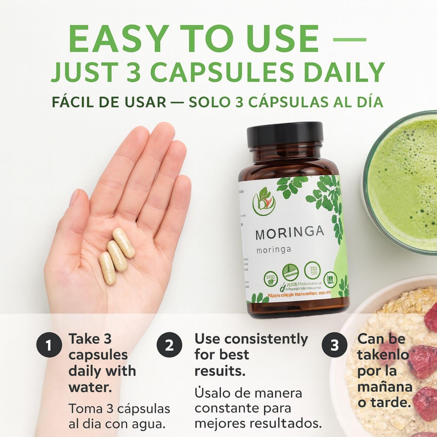 B-Experts Moringa Organic Capsules, Vegetable Capsule, 1 Count